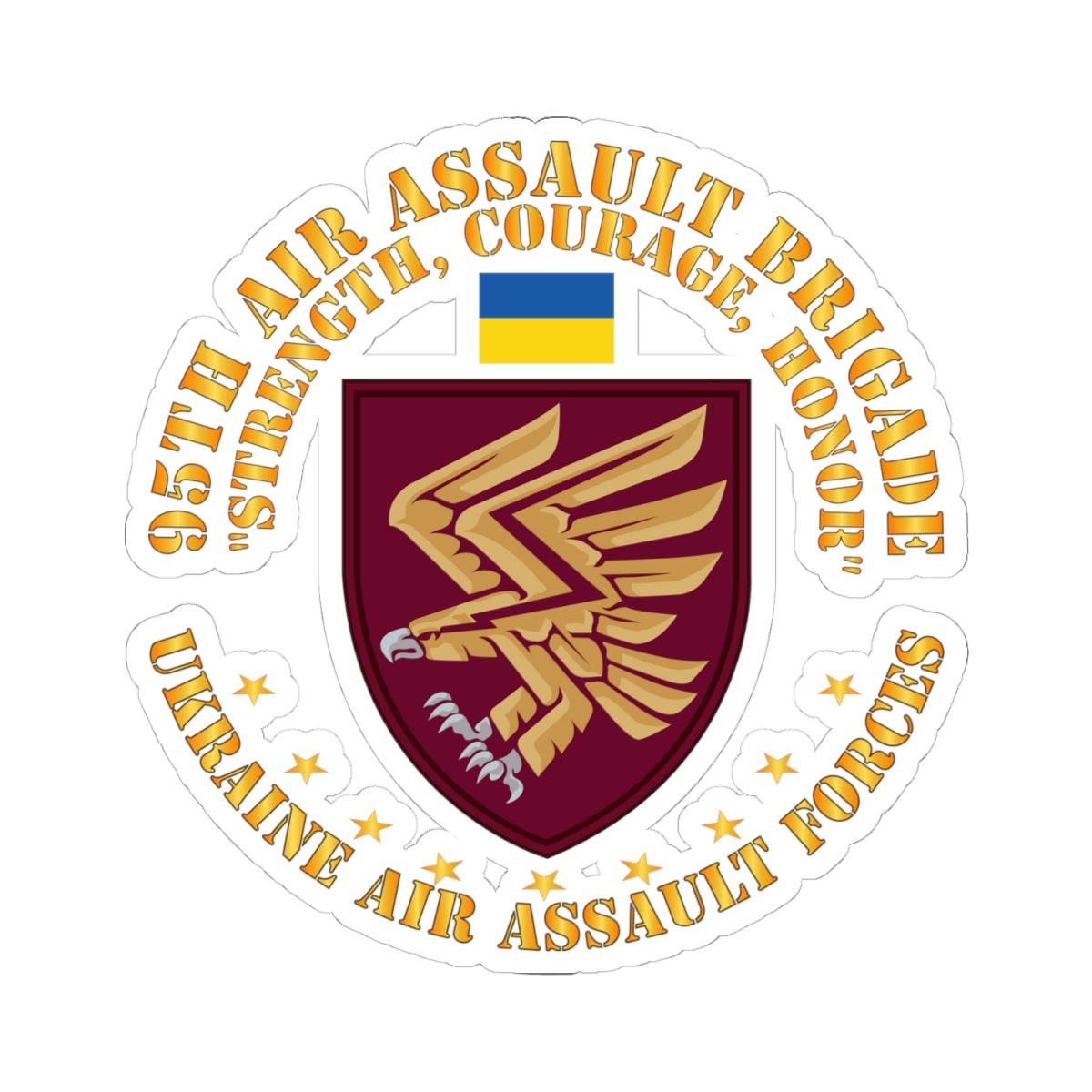 Kiss-Cut Stickers - Ukraine - 95th Air Assault Brigade - Strength, Courage, Honor X 300
