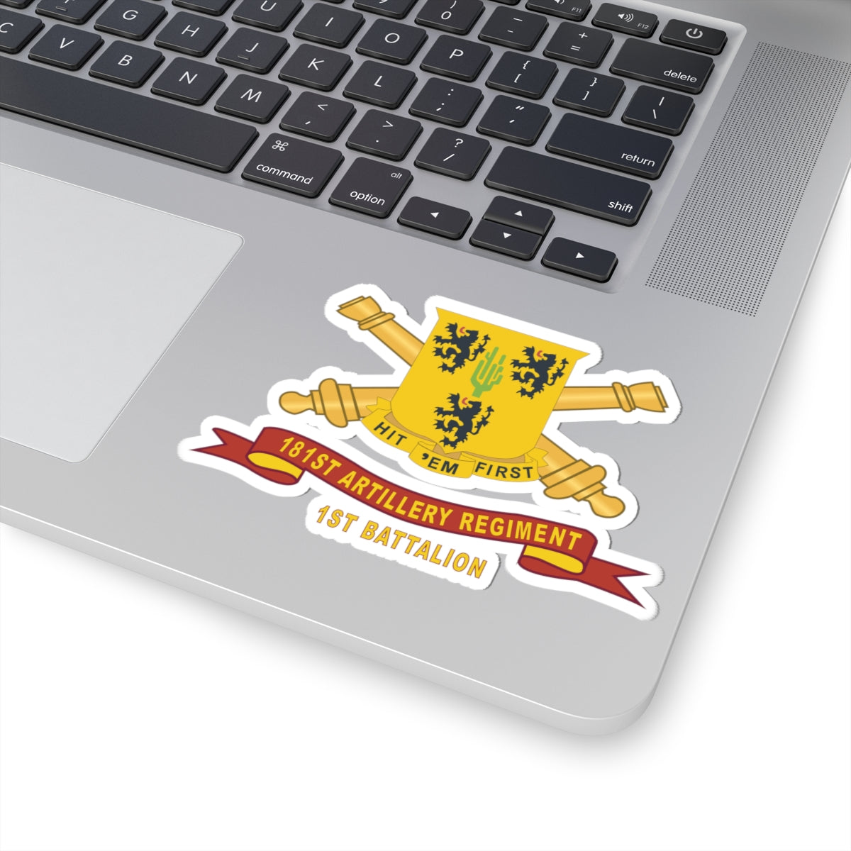 Kiss-Cut Stickers - 181st Field Artillery Regiment - DUI w Br - Ribbon, 1st Battalion X 300