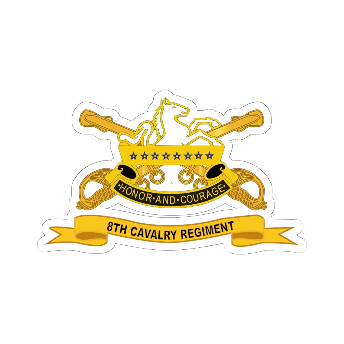 Kiss-Cut Stickers - 8th Cavalry Regiment w Br - Ribbon
