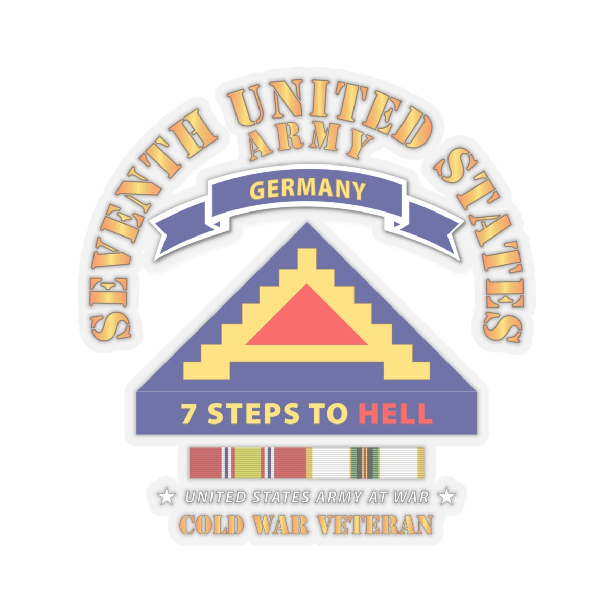 Kiss-Cut Stickers - 7th Unites States Army - 7 Steps to Hell w Germany Tab - SS w COLD WAR SVC X 300