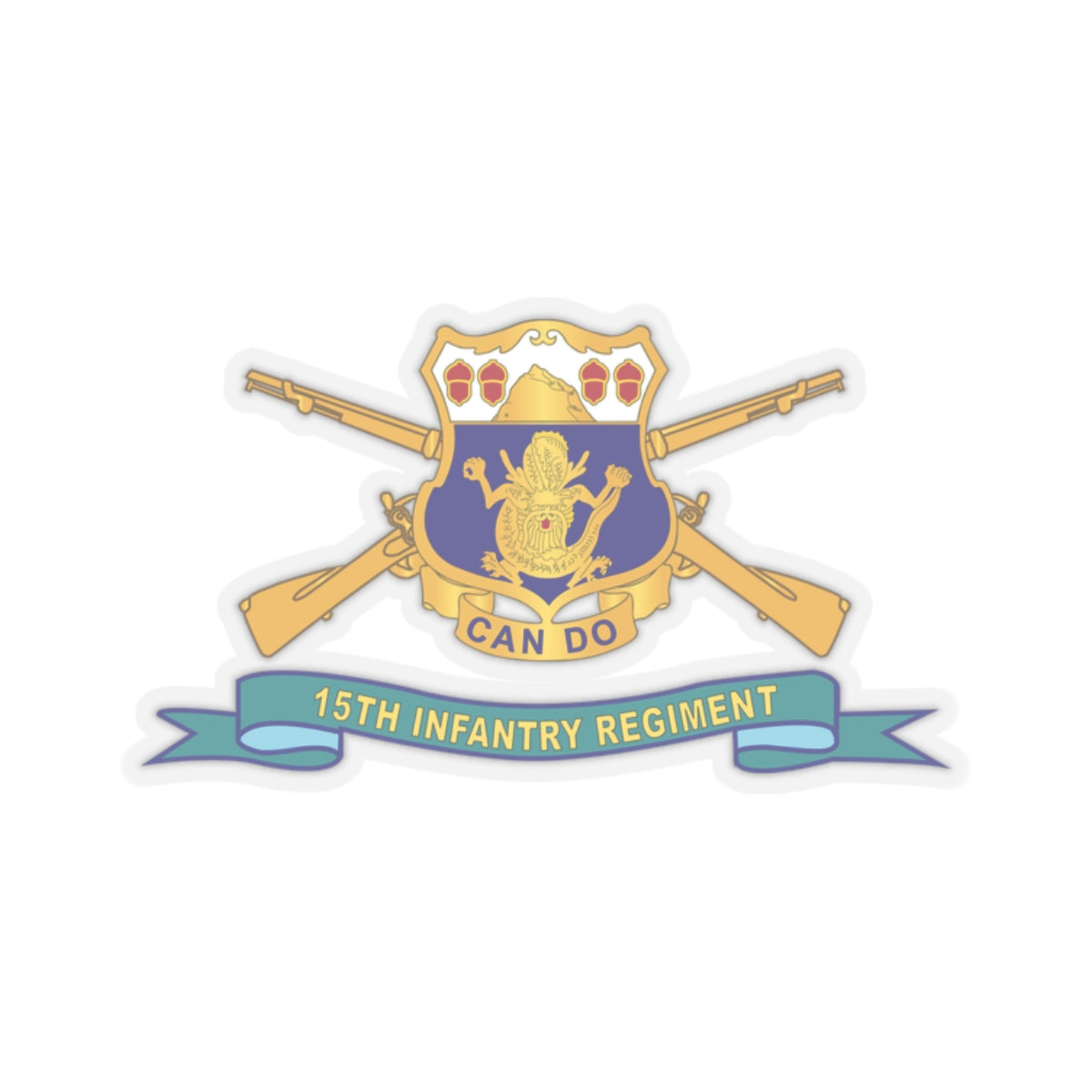Kiss-Cut Stickers - 15th Infantry Regiment - DUI w Br - Ribbon X 300