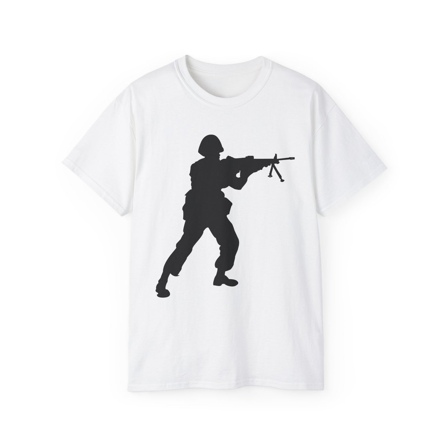 Unisex Ultra Cotton Tee - Army - Soldier - MG Assault - Silhouette X 300