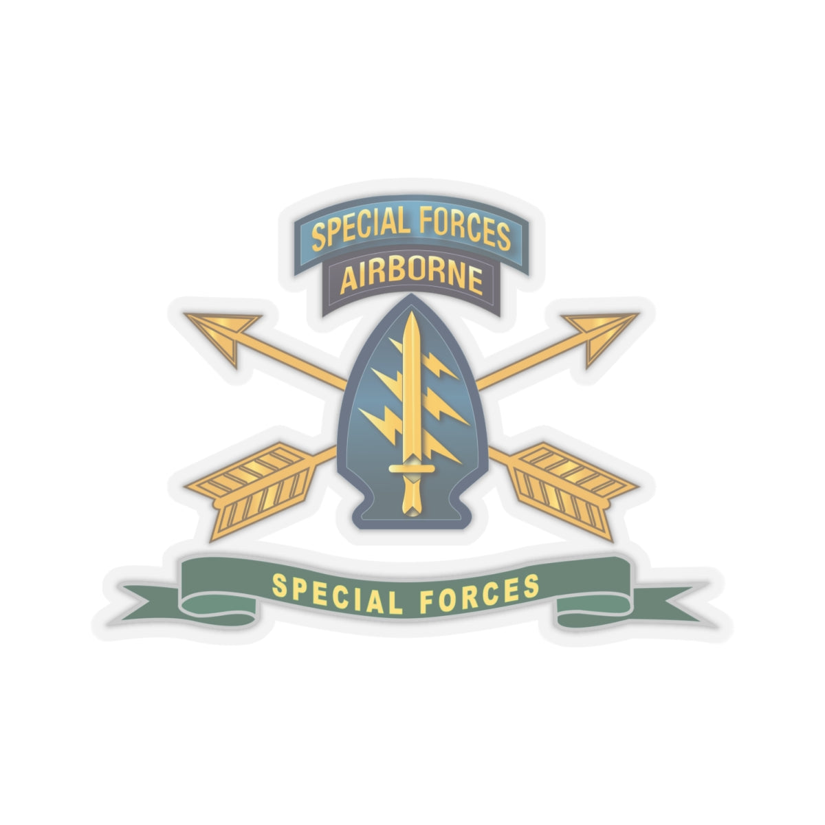 Kiss-Cut Stickers - Special Forces - SSI w Tab - Br - Ribbon X 300
