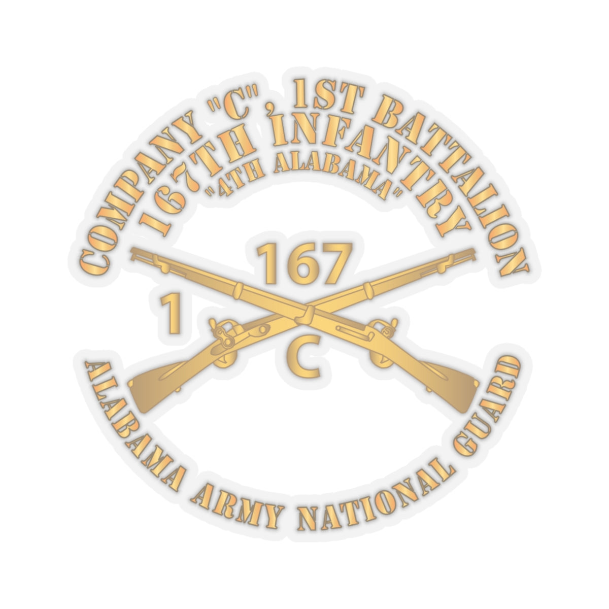 Kiss-Cut Stickers - Company C, 1st Bn, 167th Infantry - 4th Alabama - ALARNG - Inf Branch X 300
