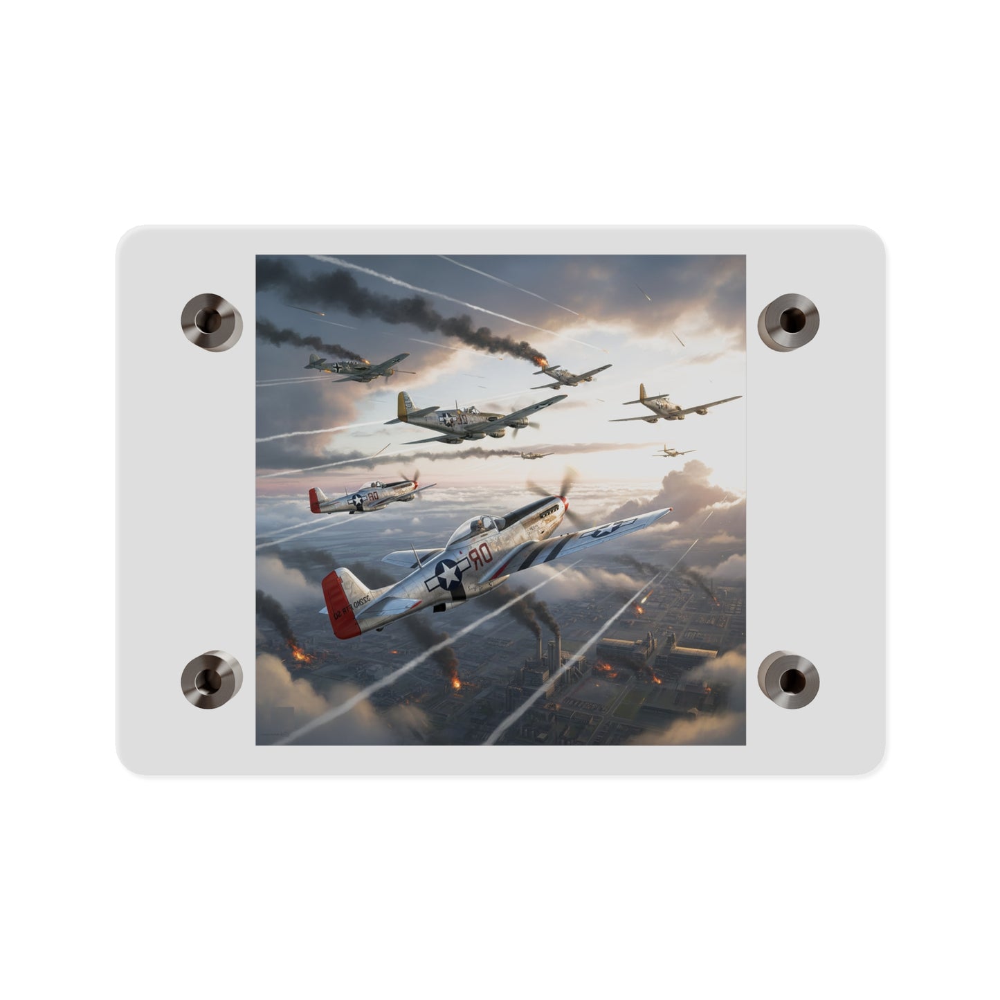 Acrylic Wall Art Panel - Red Tails in Action