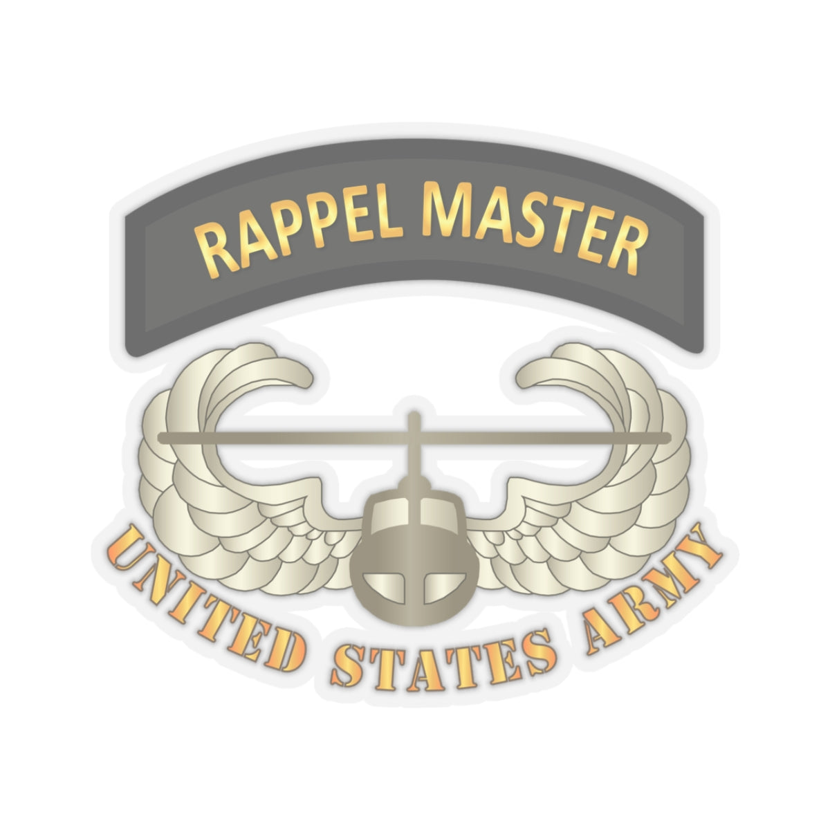 Kiss-Cut Stickers - Rappel Master Tab w Air Assault Badge - US Army