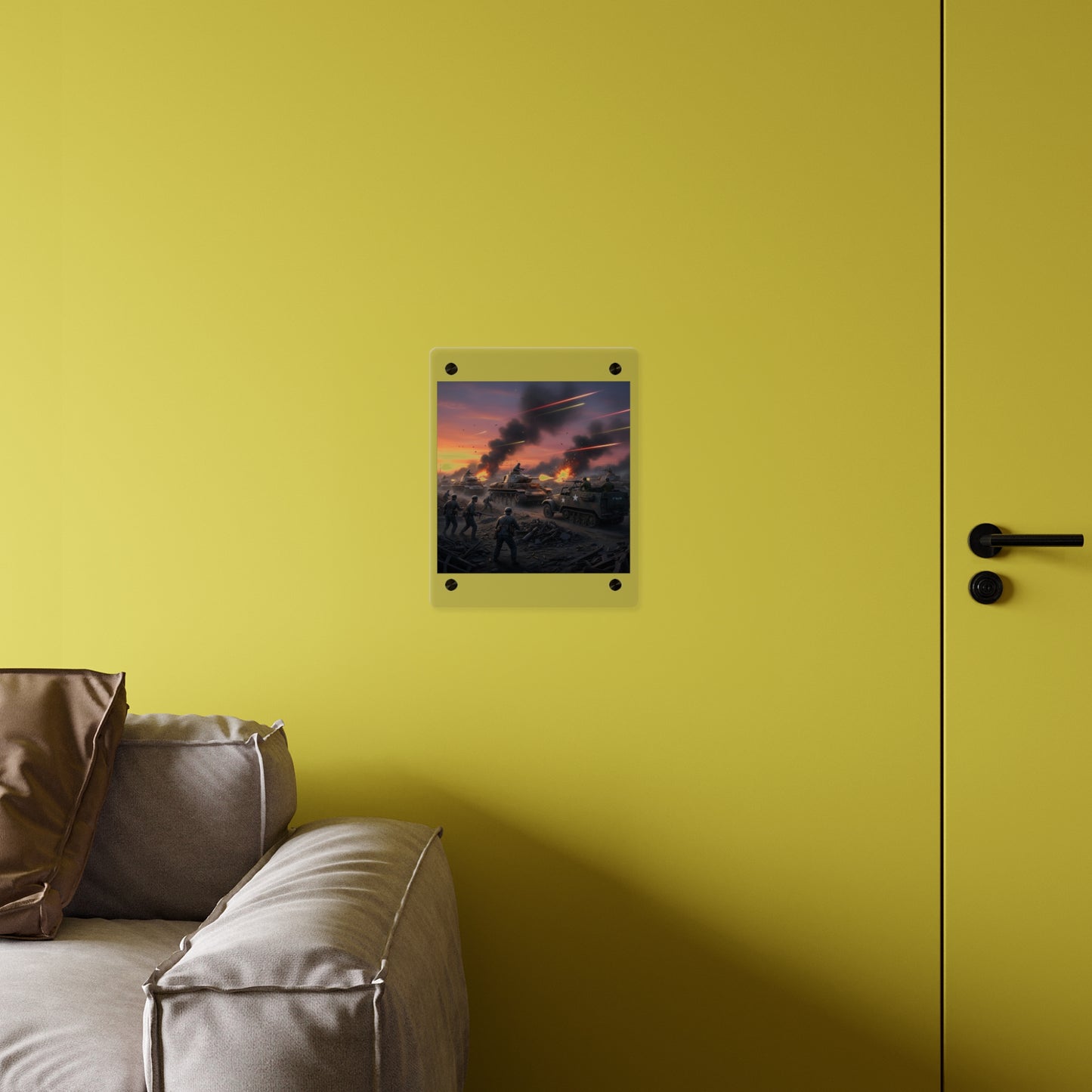 Acrylic Wall Art Panel - M3A1 Half-track 9th Armor Division vs German Armor