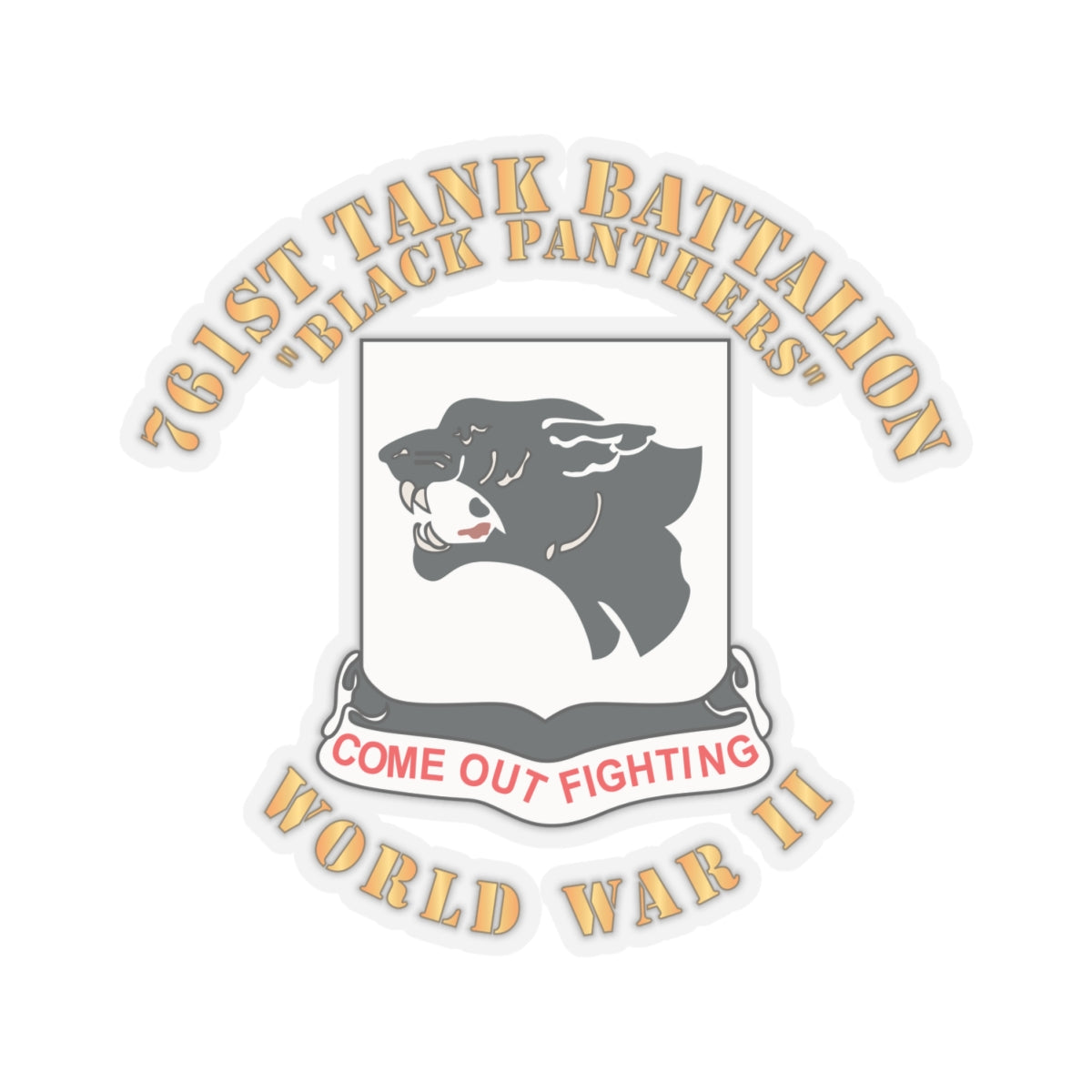 Kiss-Cut Stickers - 761st Tank Battalion - Black Panthers - WWII