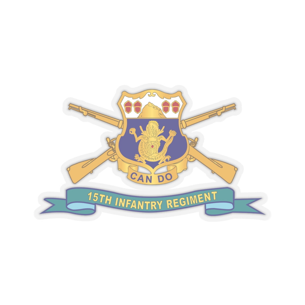 Kiss-Cut Stickers - 15th Infantry Regiment - DUI w Br - Ribbon X 300