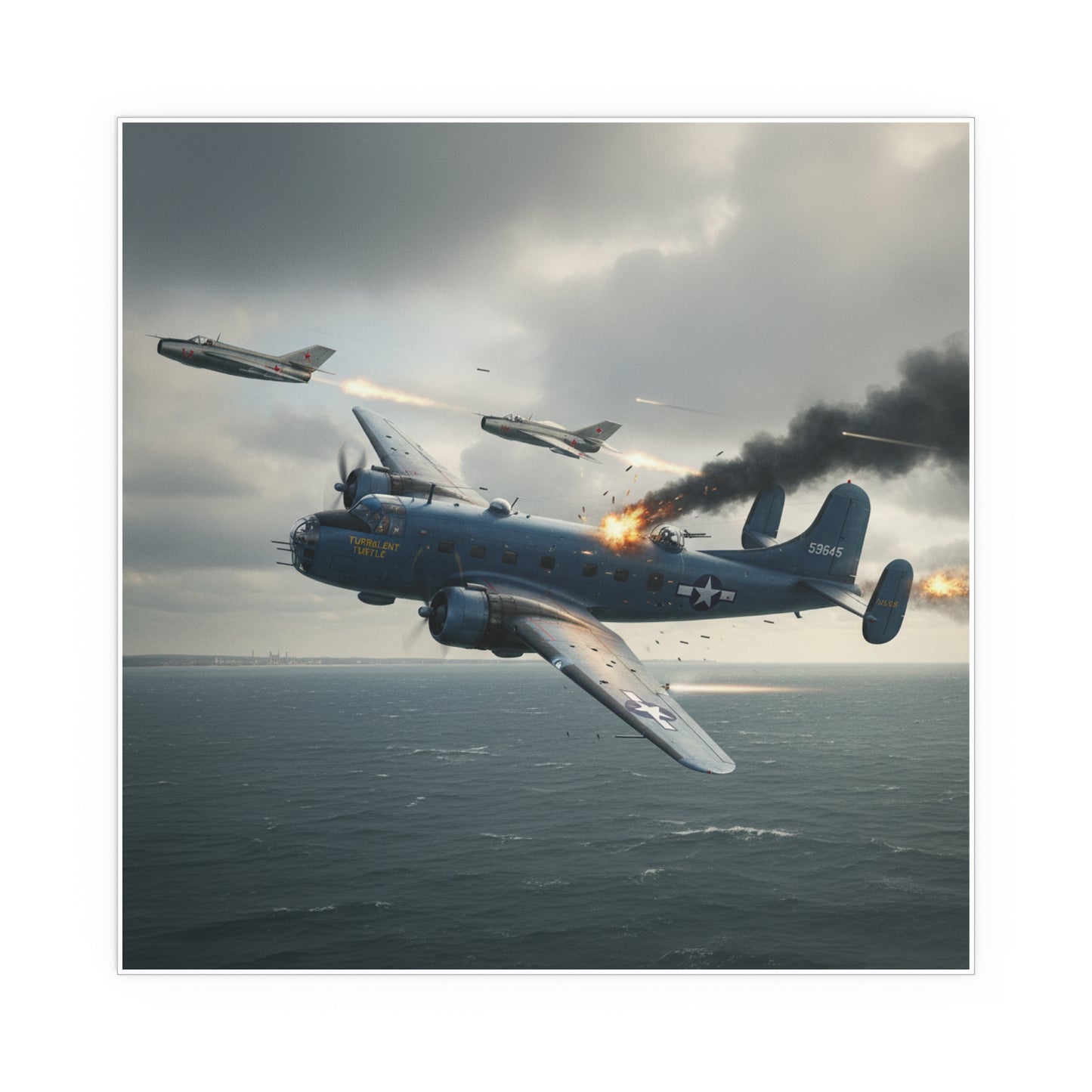 Indoor and Outdoor Silk Posters - April 8, 1950, Baltic Sea - Latvia Soviet fighters shot down a U.S. Navy PB4Y-2 - Liberator - Cold War