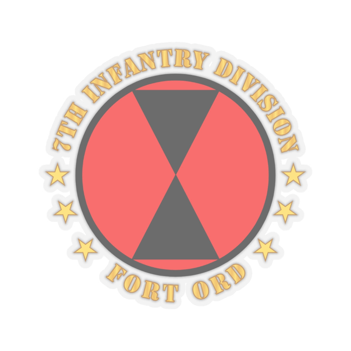 Kiss-Cut Stickers - 7th Infantry Division - Fort Ord wo BkGrd