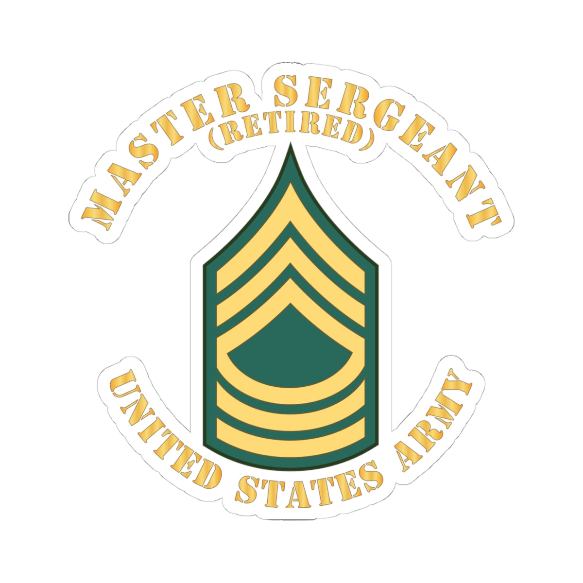 Kiss-Cut Stickers - Enlisted - MSG - Master Sergeant - Std - Retired