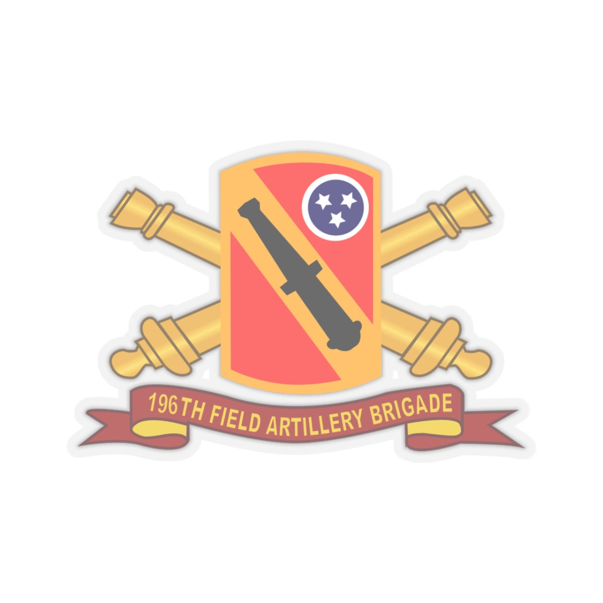 Kiss-Cut Stickers - 196th Field Artillery Brigade SSI w Br - Ribbon X 300