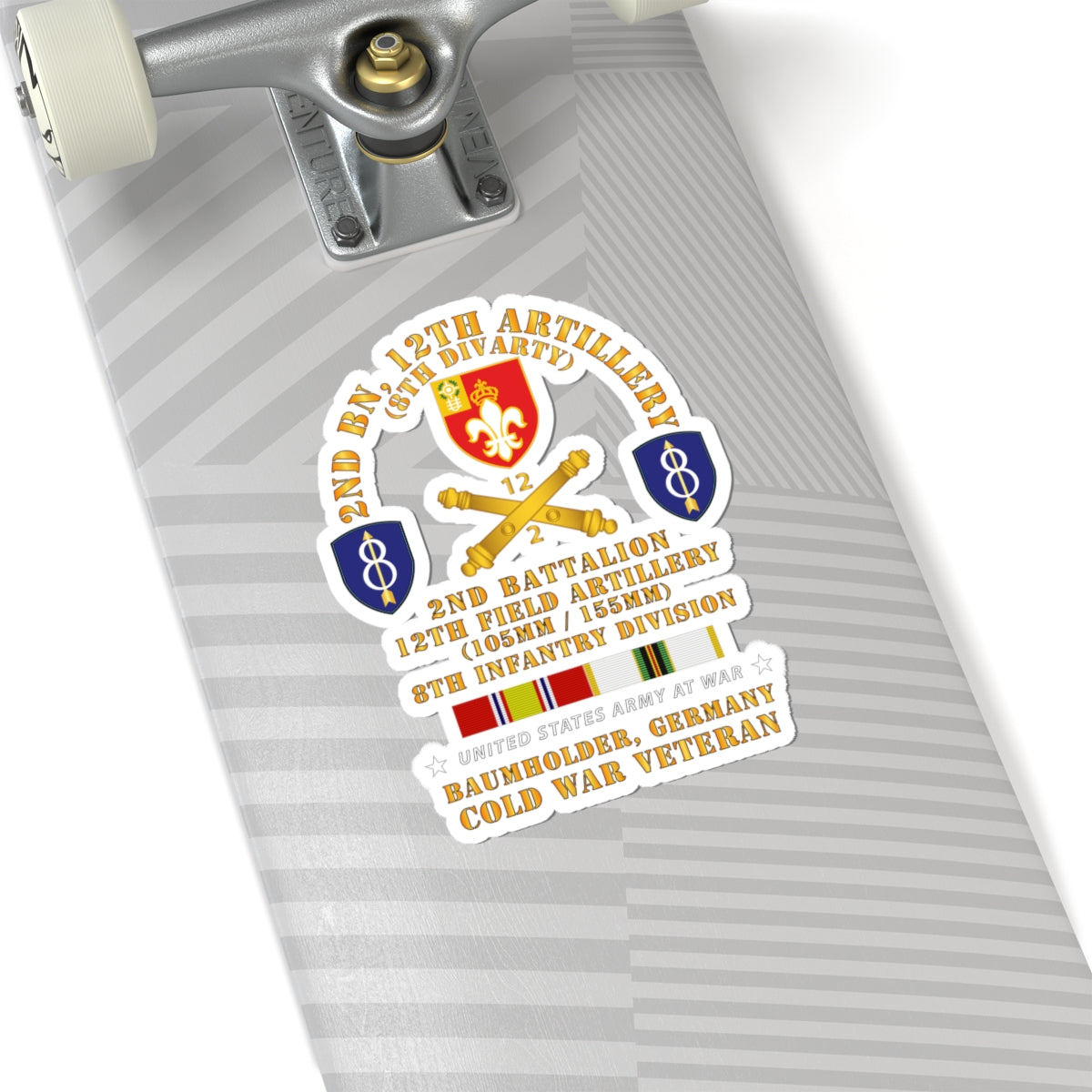Kiss-Cut Stickers - 2nd Bn 12th Artillery - 105-155mm - 8th ID - Baumholder Germany w COLD SVC