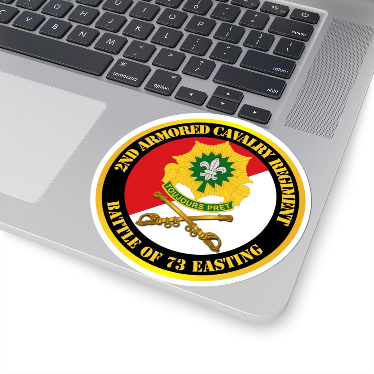 Kiss-Cut Stickers - 2nd Armored Cavalry Regiment DUI - Red White - Battle of 73 Easting