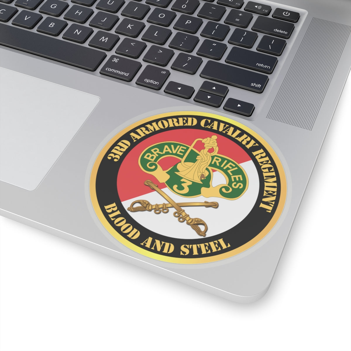 Kiss-Cut Stickers - 3rd Armored Cavalry Regiment DUI - Red White - Blood and Steel