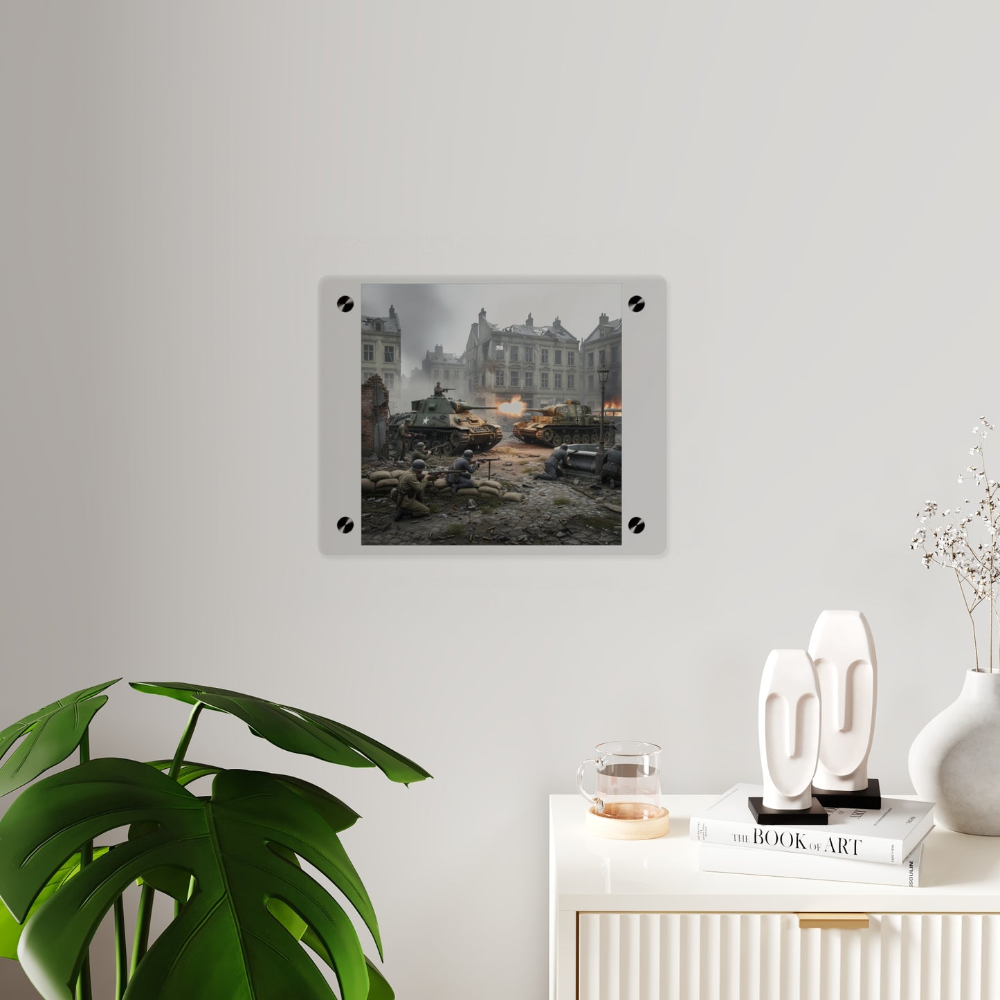 Acrylic Wall Art Panel - US Tank Destroyer - M10 Wolverine Battles a German Panzer Tank