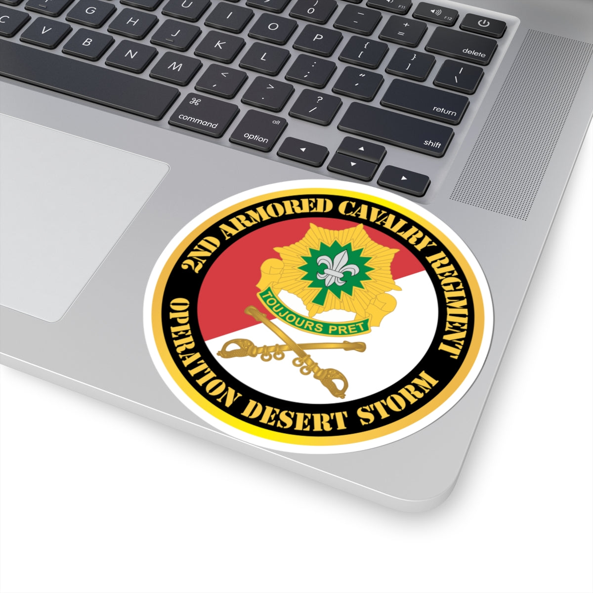 Kiss-Cut Stickers - 2nd Armored Cavalry Regiment DUI - Red White - Operation Desert Storm
