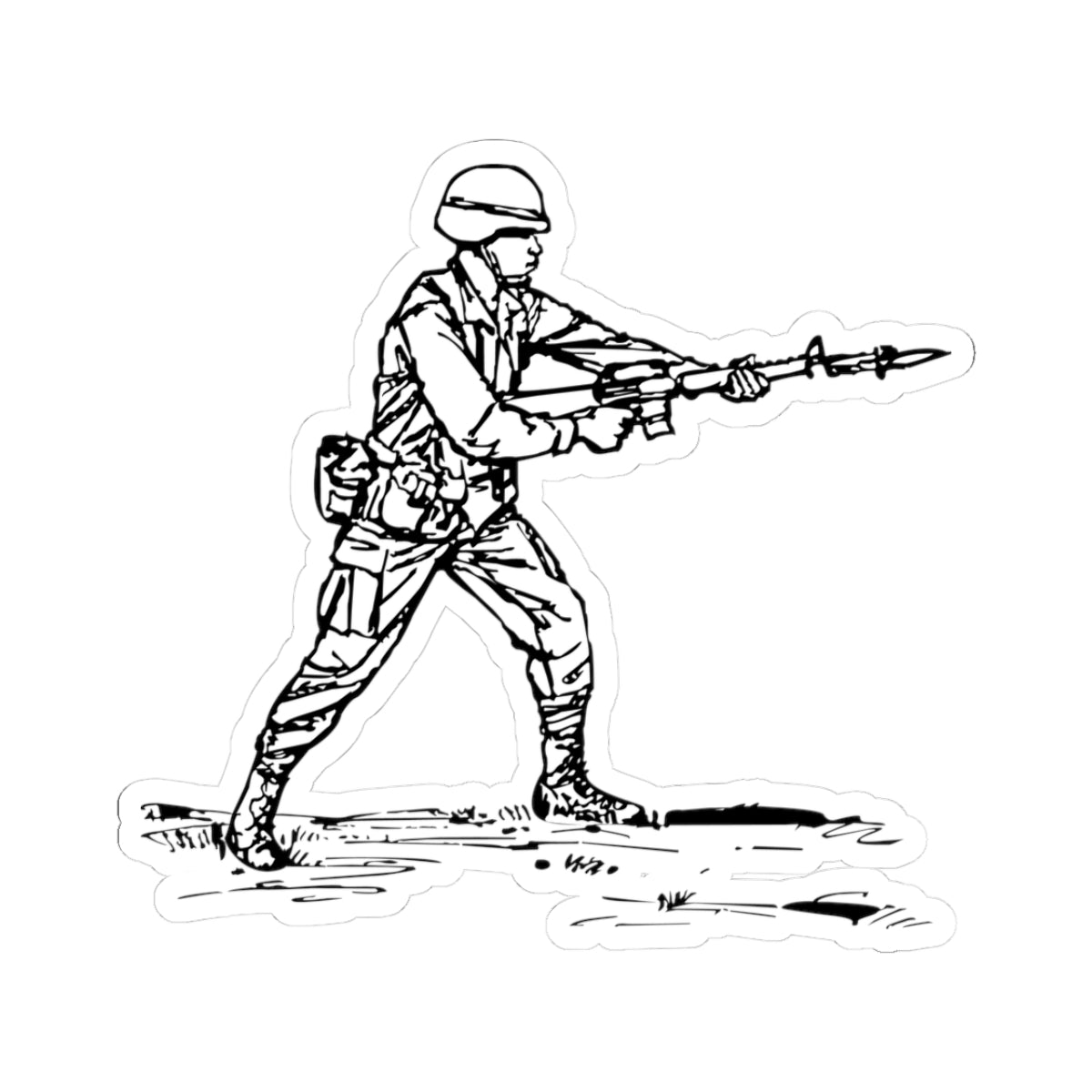 Kiss-Cut Stickers - Bayonet Training-Modified Thrust - BW X 300
