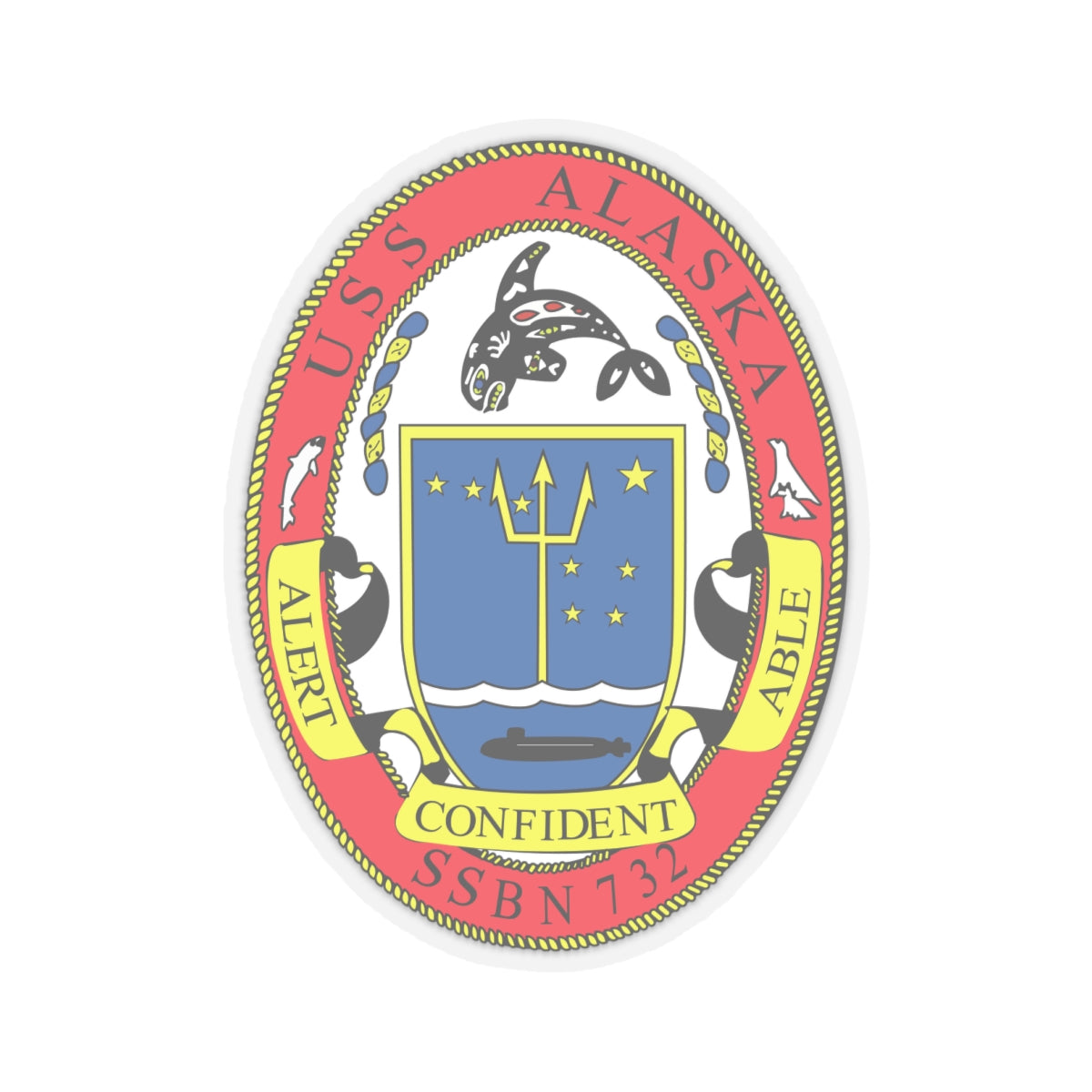 Kiss-Cut Stickers - Navy - USS Alaska (SSBN 732) wo Txt