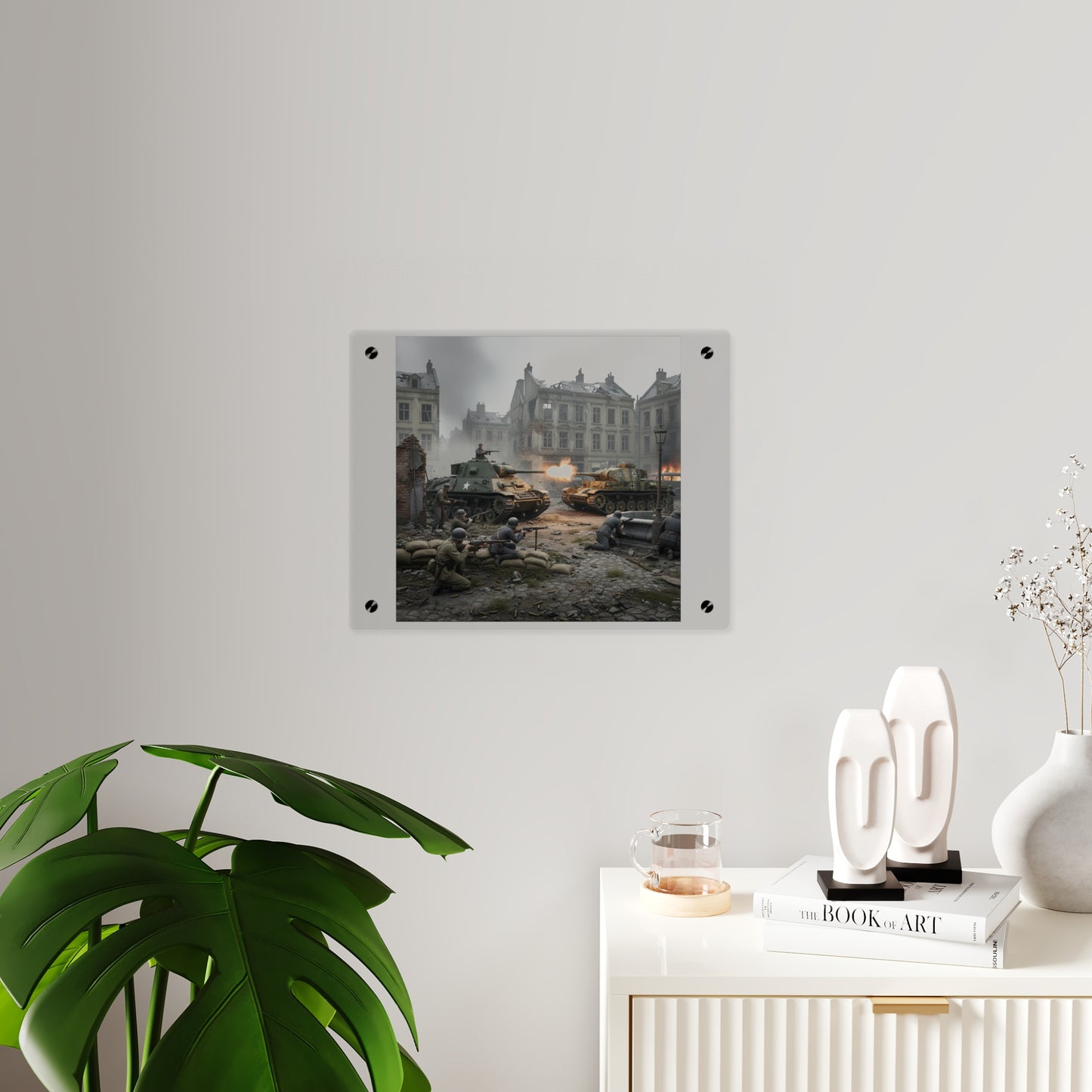 Acrylic Wall Art Panel - US Tank Destroyer - M10 Wolverine Battles a German Panzer Tank