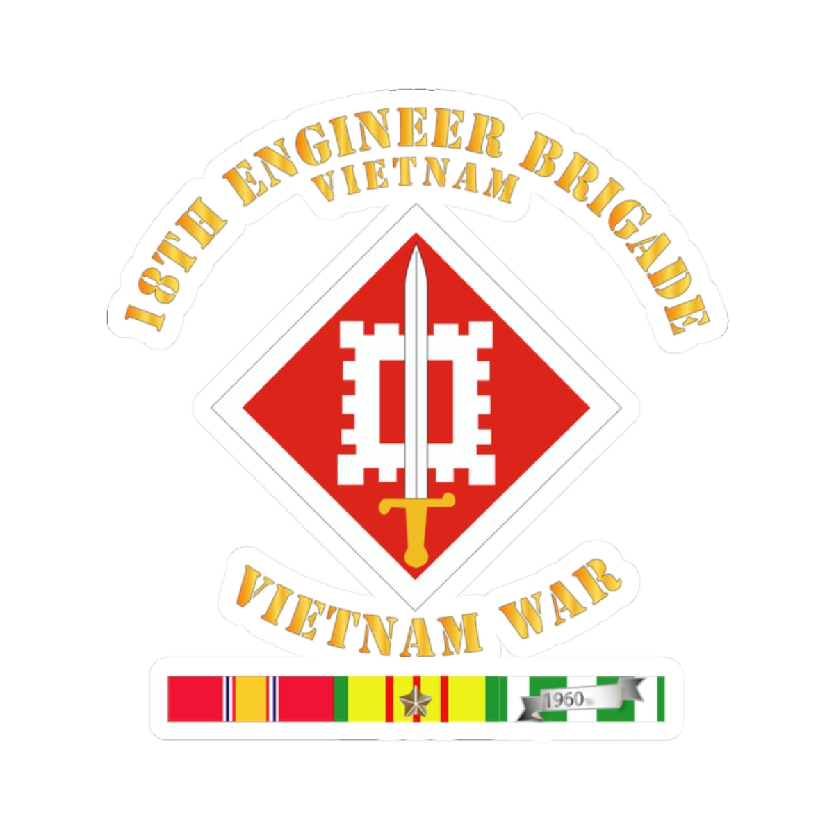 Kiss-Cut Stickers - 18th Engineer Brigade Vietnam - Vietnam War w SVC