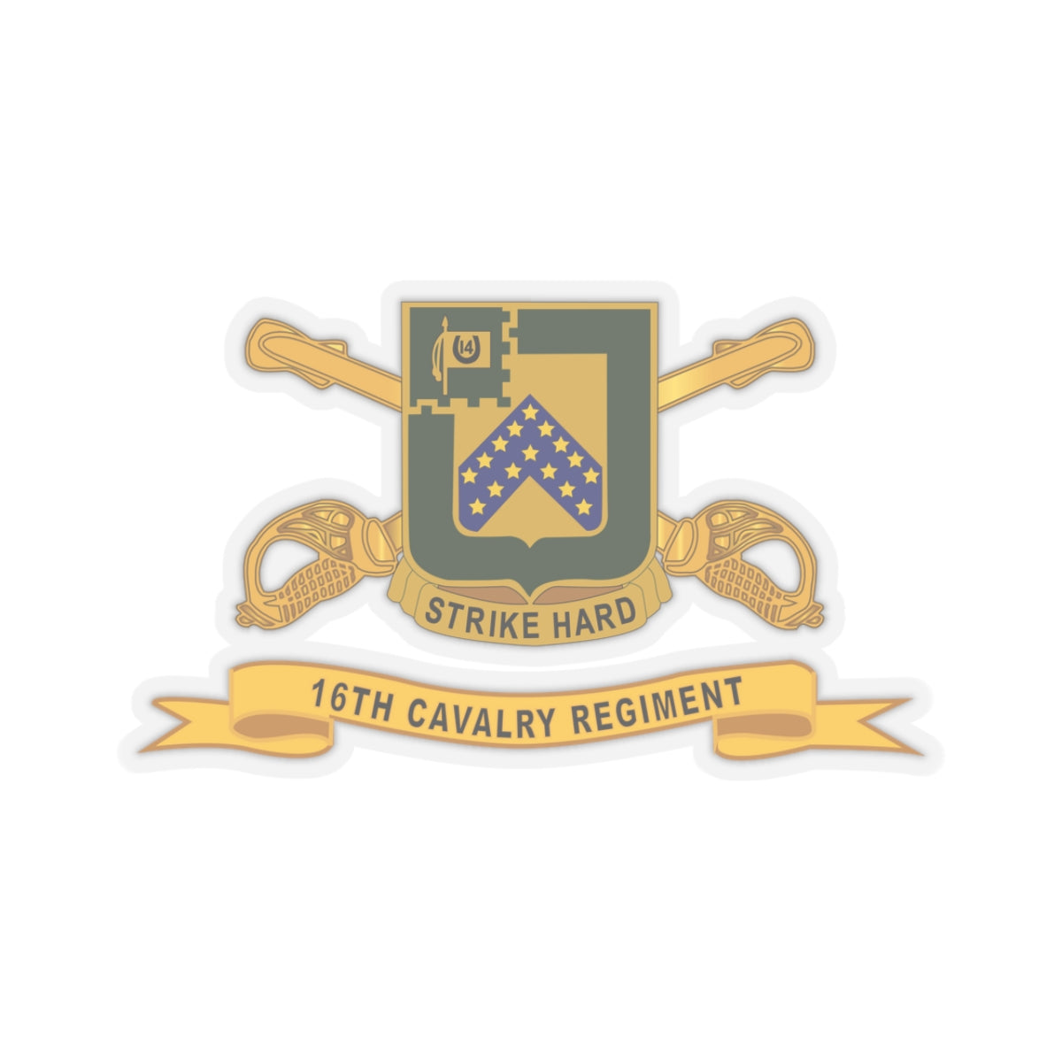 Kiss-Cut Stickers - 16th Cavalry Regiment w Br - Ribbon