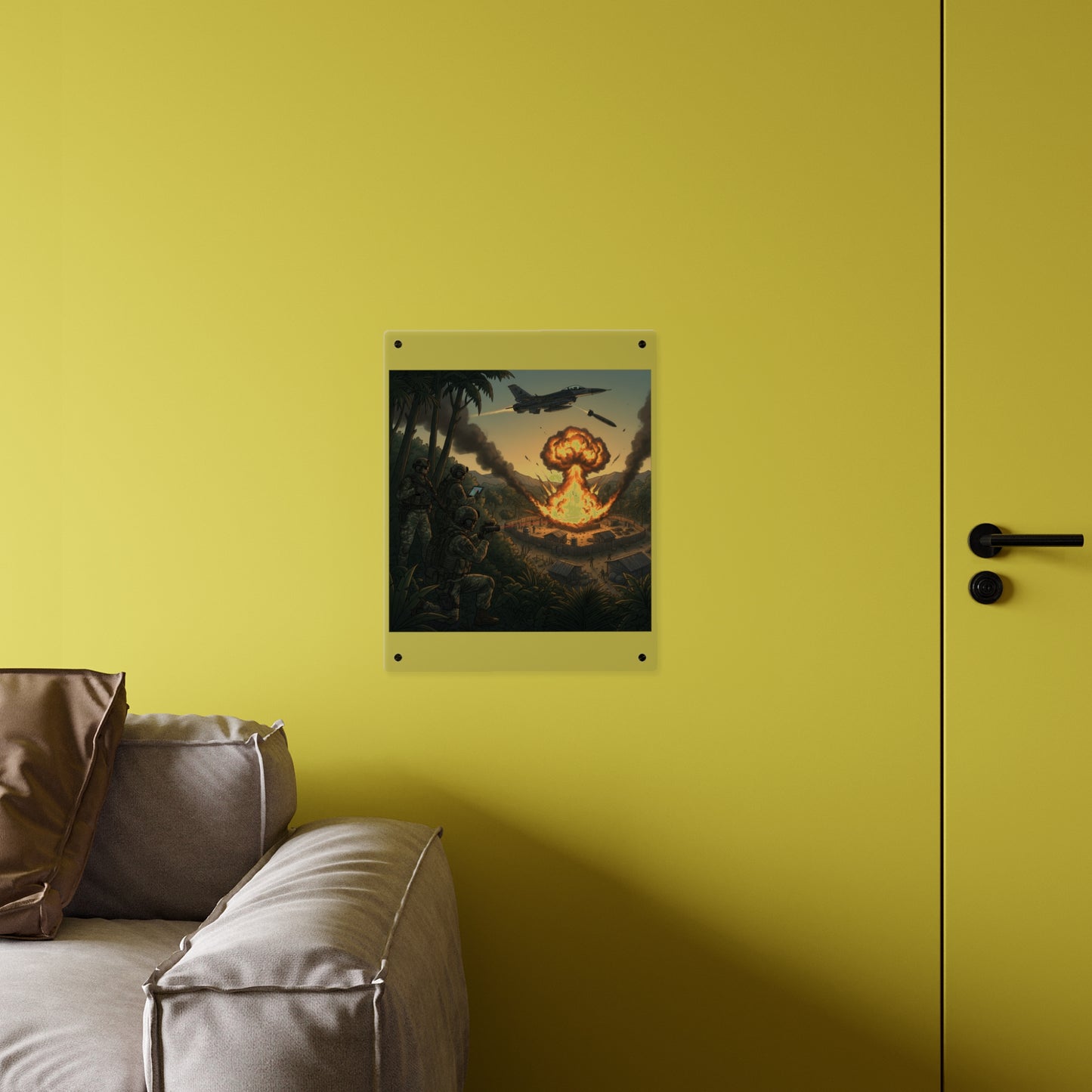 Acrylic Wall Art Panel - Jungle Drug Lab Destruction w Explosions