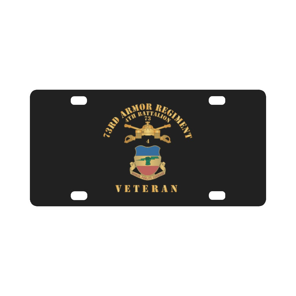 4th Battalion 73rd Armor Regiment - Veteran W DUI wo At War - Br X 300 Classic License Plate