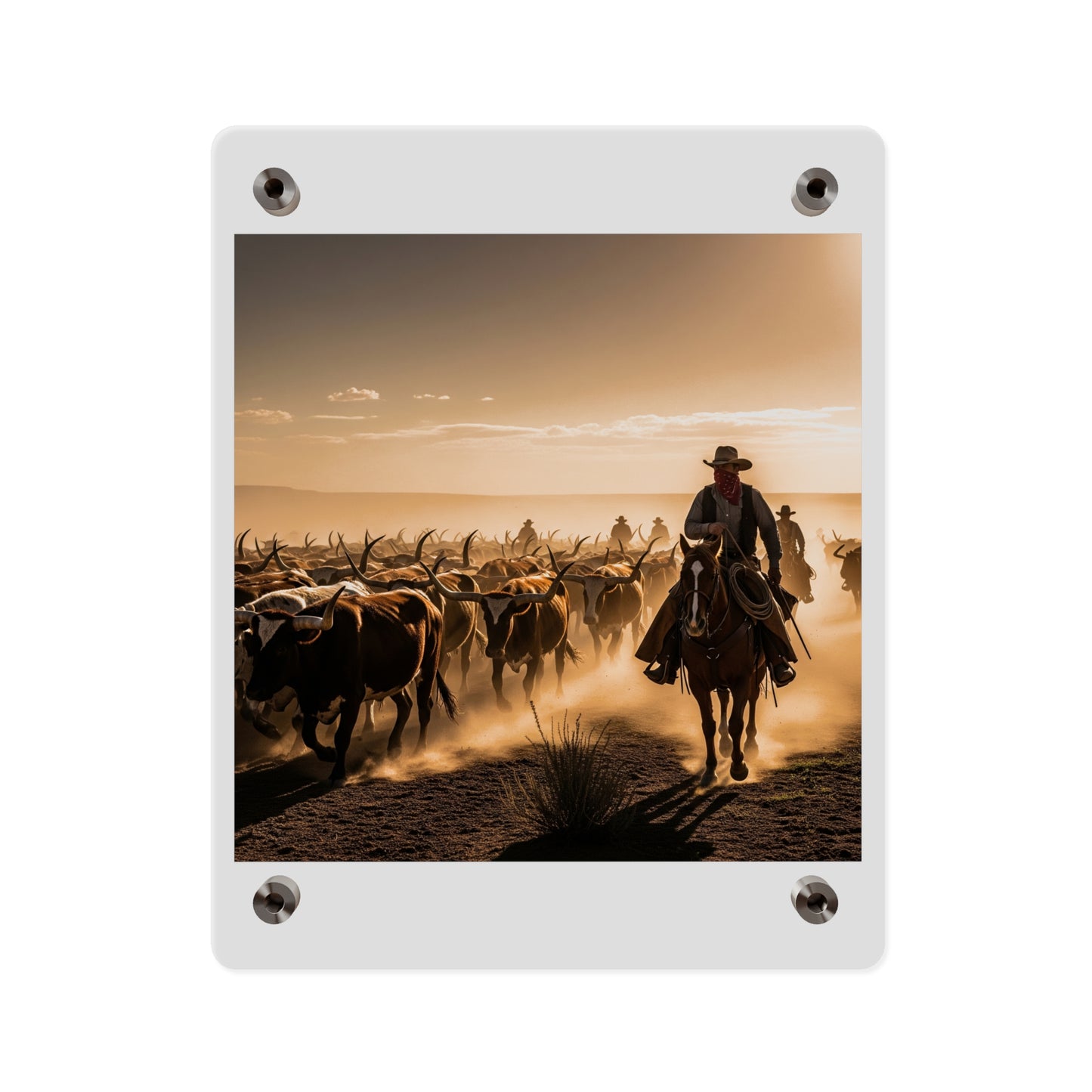 Acrylic Wall Art Panel - Dirty, dusty cattle drive in the Old West