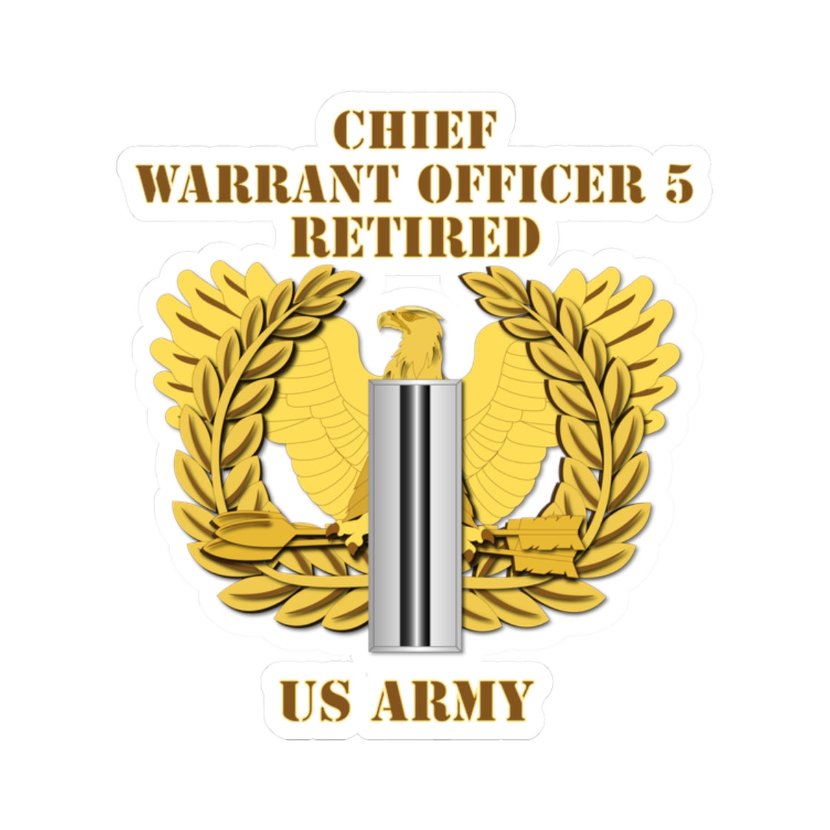Kiss-Cut Stickers - Emblem - Warrant Officer 5 - CW5 w Eagle - Retired