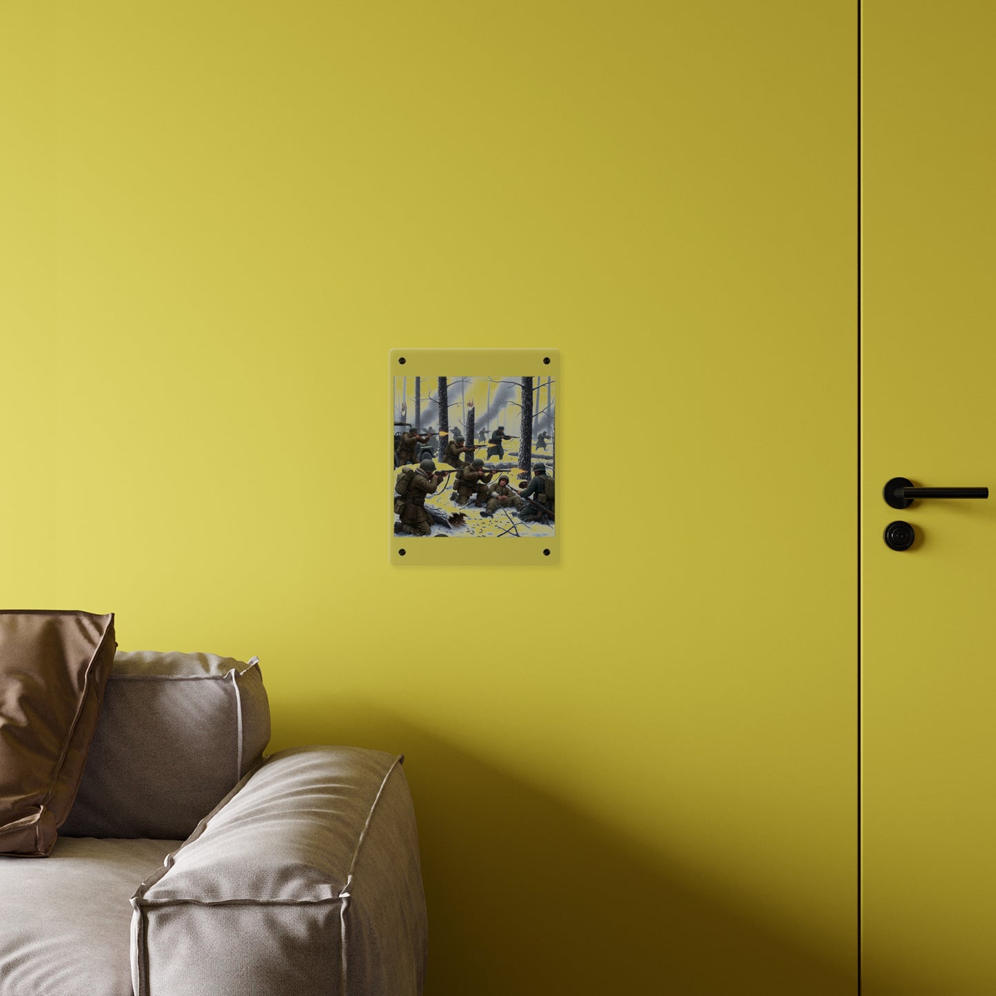 Acrylic Wall Art Panel - 101st Airborne Division fighting the German Army at the Battle of Bastogne