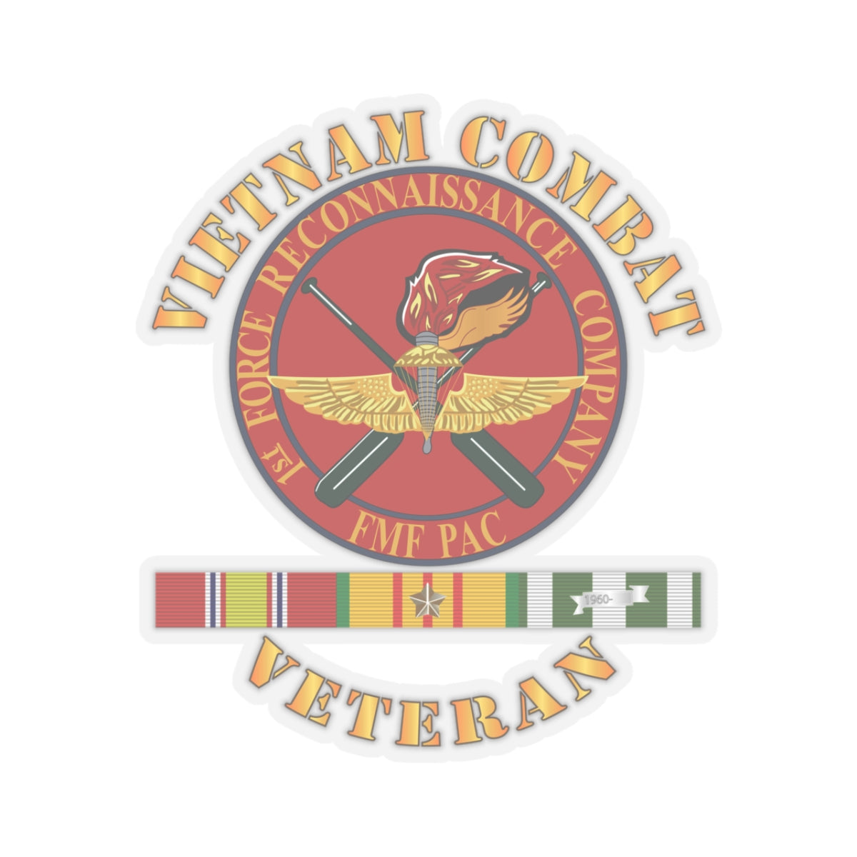 Kiss-Cut Stickers - USMC - Vietnam Combat Veteran - 1st Force Recon Co w VN SVC