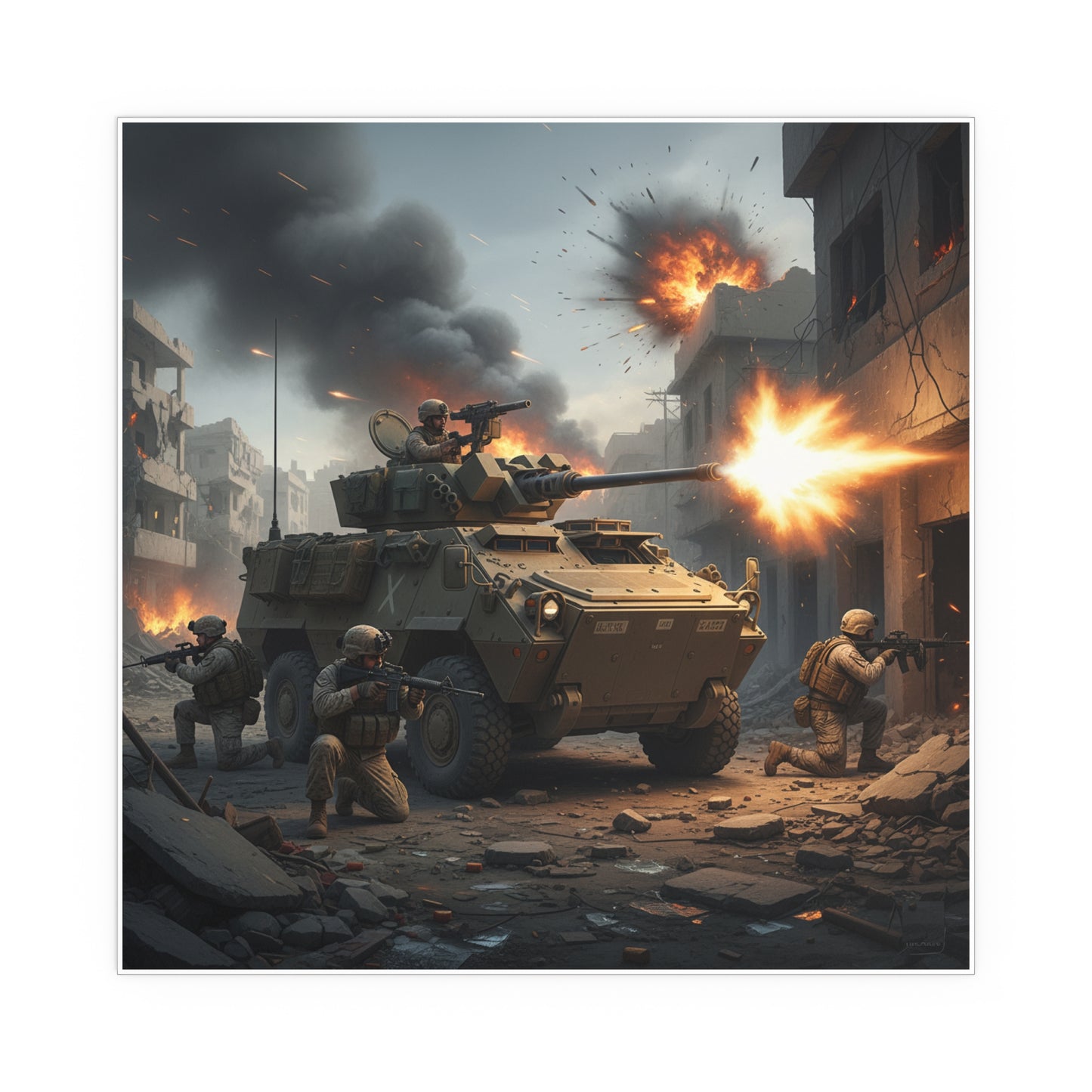 Indoor and Outdoor Silk Posters - Marine LAV in support of the 2nd Battle of Fallujah