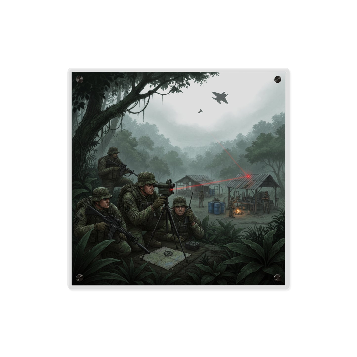 Acrylic Wall Art Panel - SOF Team Hitting a Jungle Drug Lab