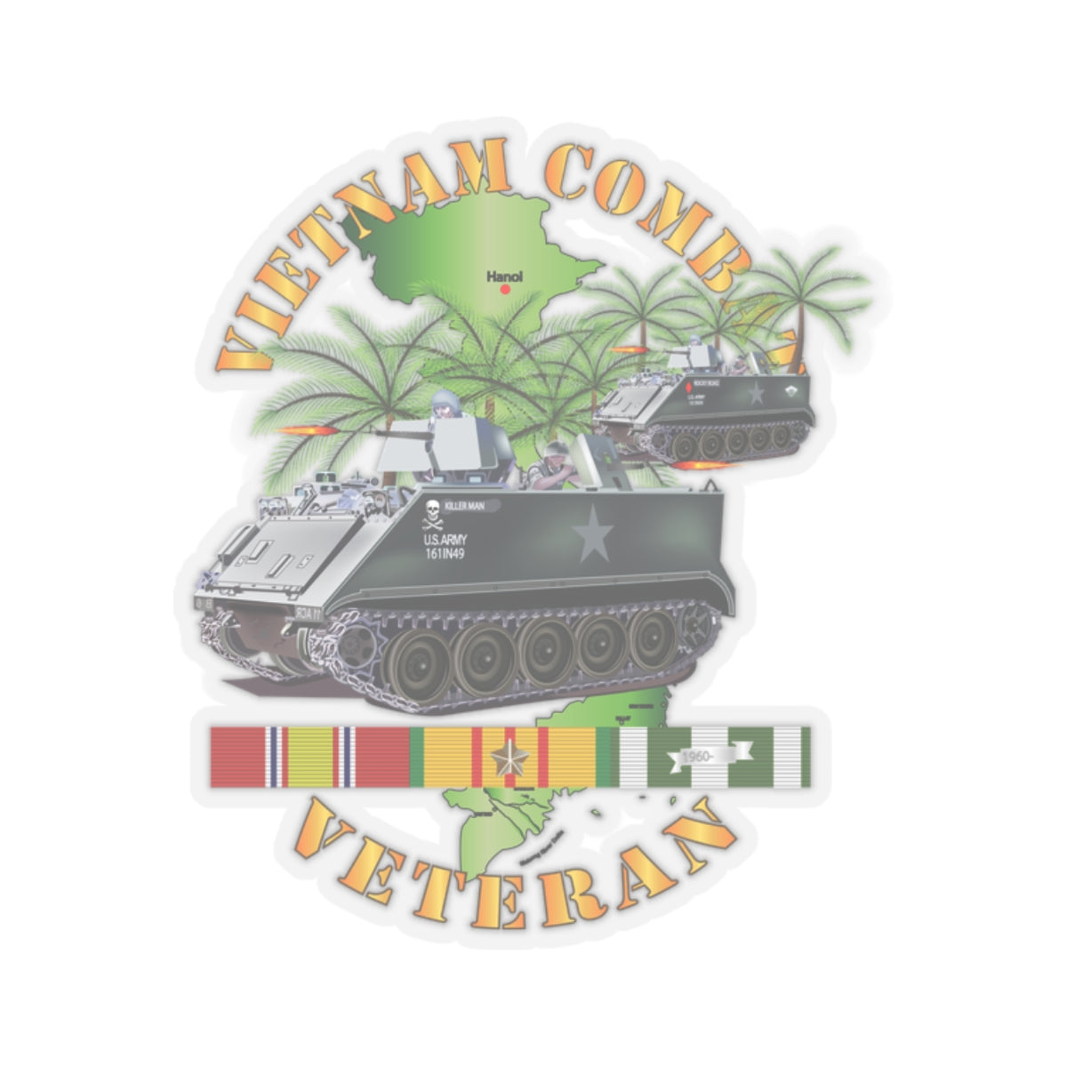 Kiss-Cut Stickers - Vietnam Combat Vet - w APCs