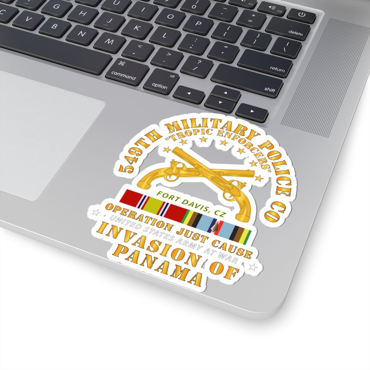 Kiss-Cut Stickers - Just Cause - 549th Military Police Co - Ft Davis, CZ w Svc Ribbons