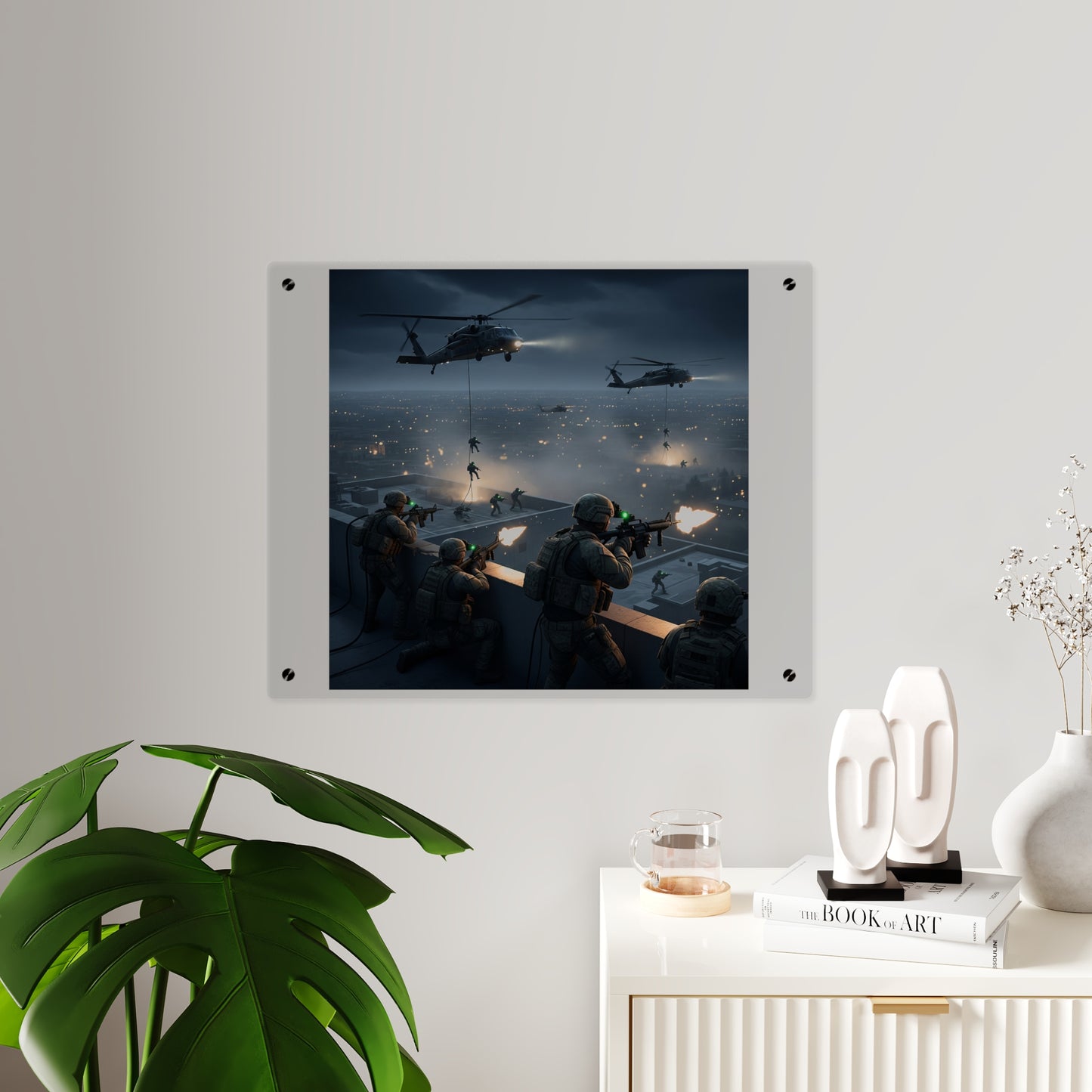 Acrylic Wall Art Panel - Night Air Assault by Army Rangers