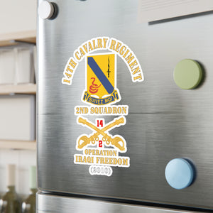 Kiss-Cut Vinyl Decals - Army - 14th Cavalry Regiment w Cav Br - 2nd Squadron - Operation Iraqi Freedom - 2010 - Red Txt X 300