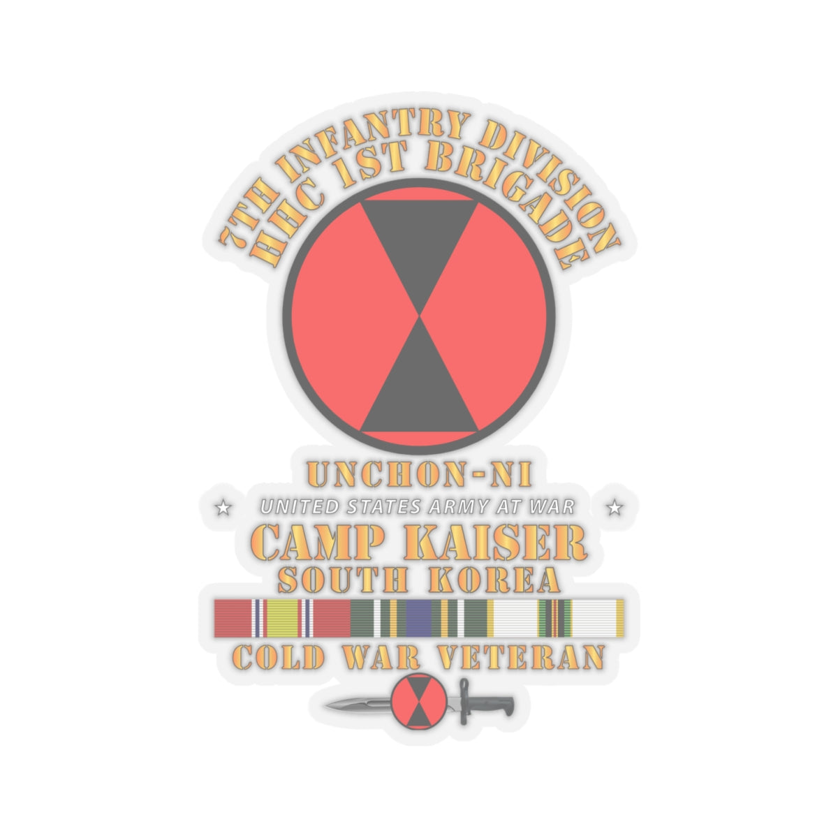 Kiss-Cut Stickers - HHC 1st Brigade - 7th ID - Camp Kaiser Korea - Unchon-Ni