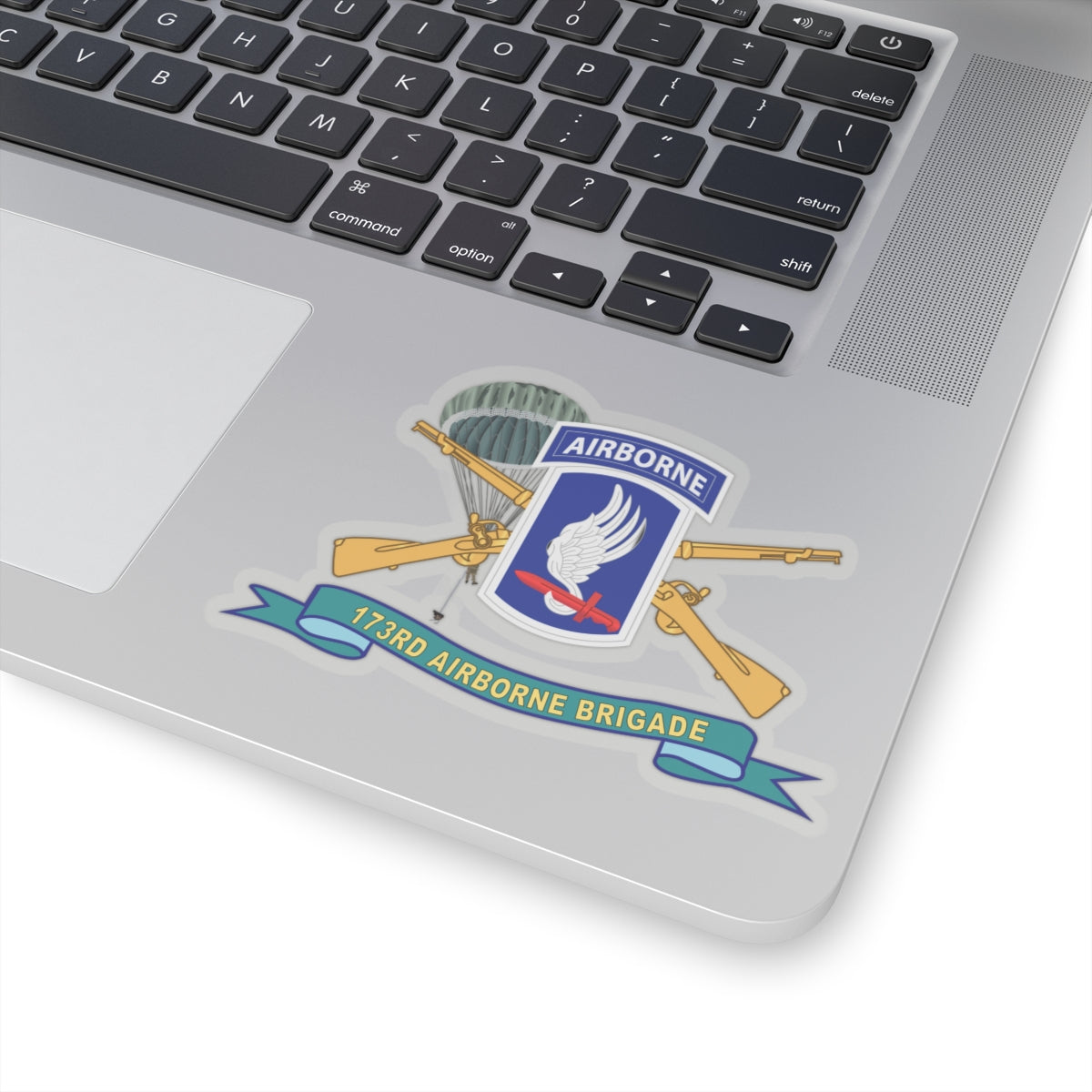 Kiss-Cut Stickers - 173rd Airborne Brigade with Jumper - SSI w INF Br - Ribbon X 300