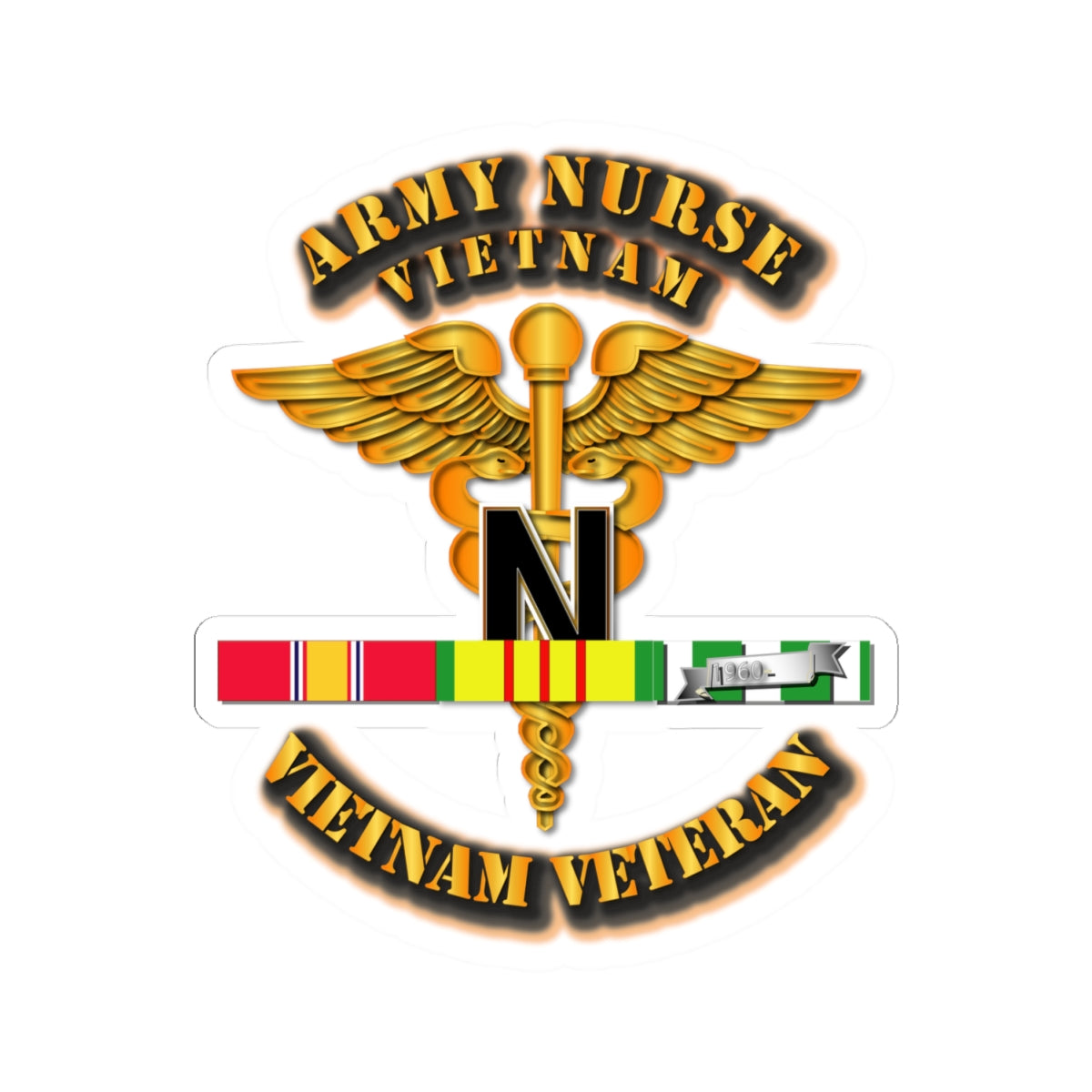 Kiss-Cut Stickers - Army Nurse with Vietnam Service Ribbons