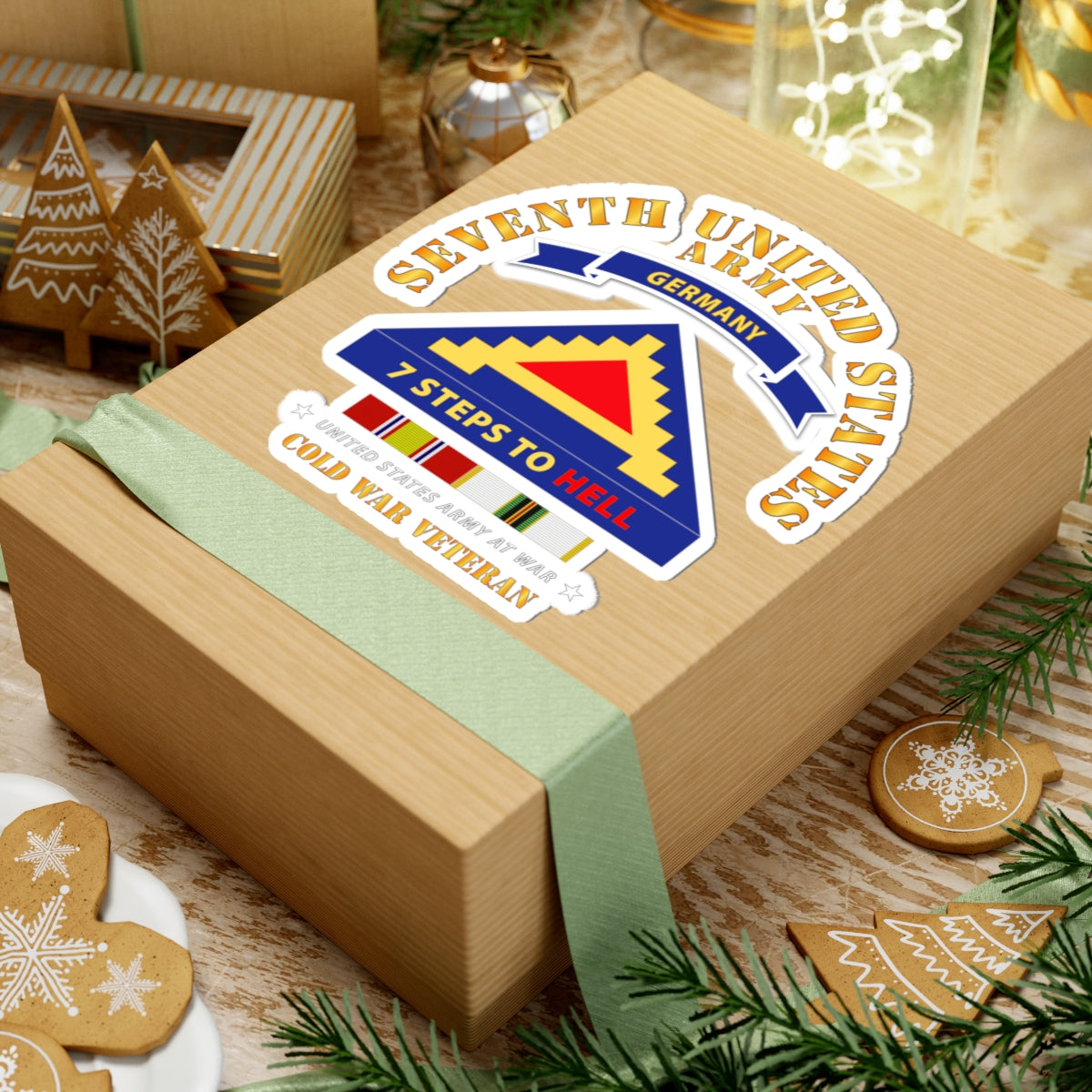 Kiss-Cut Stickers - 7th Unites States Army - 7 Steps to Hell w Germany Tab - SS w COLD WAR SVC X 300