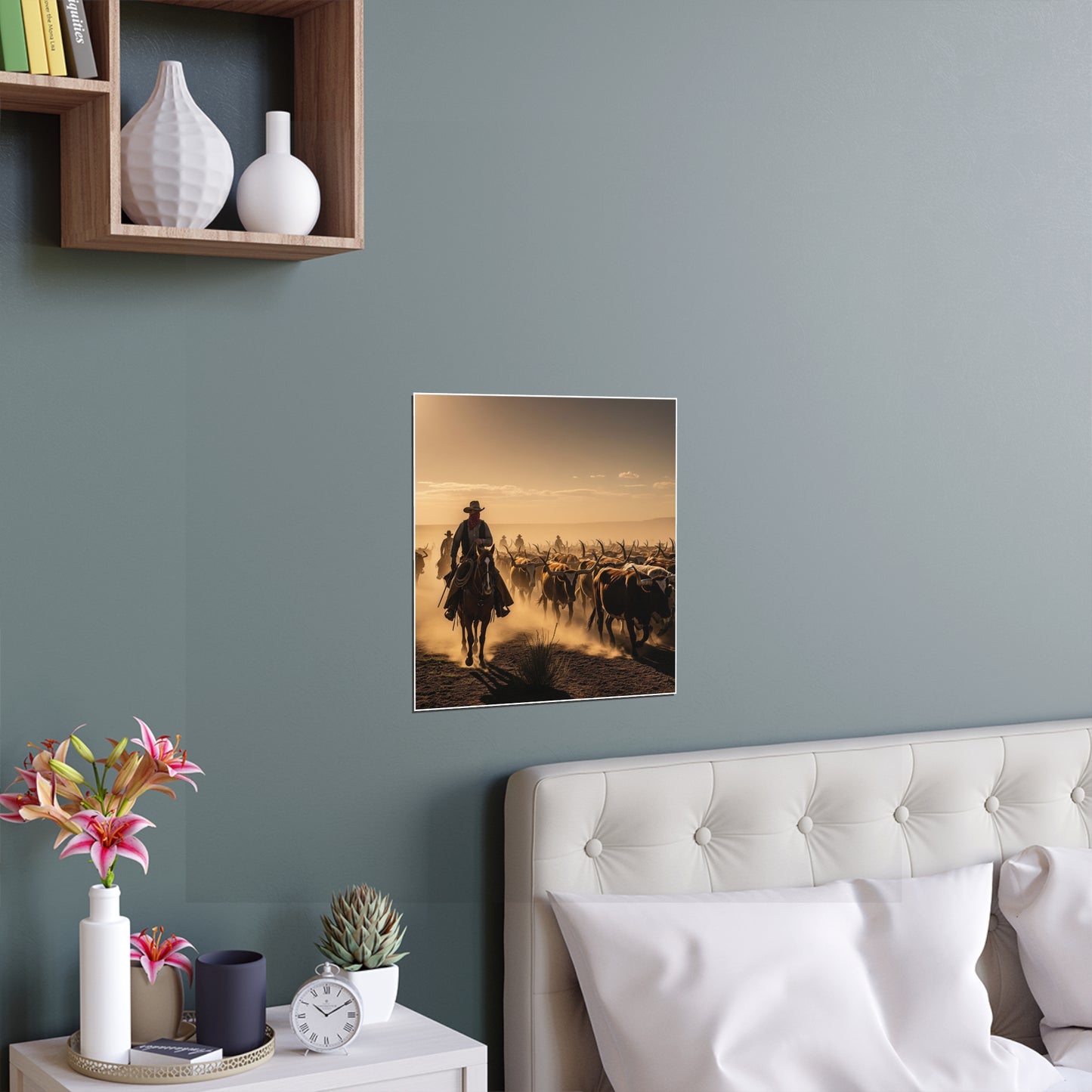 Indoor and Outdoor Silk Posters - Dirty, dusty cattle drive in the Old West