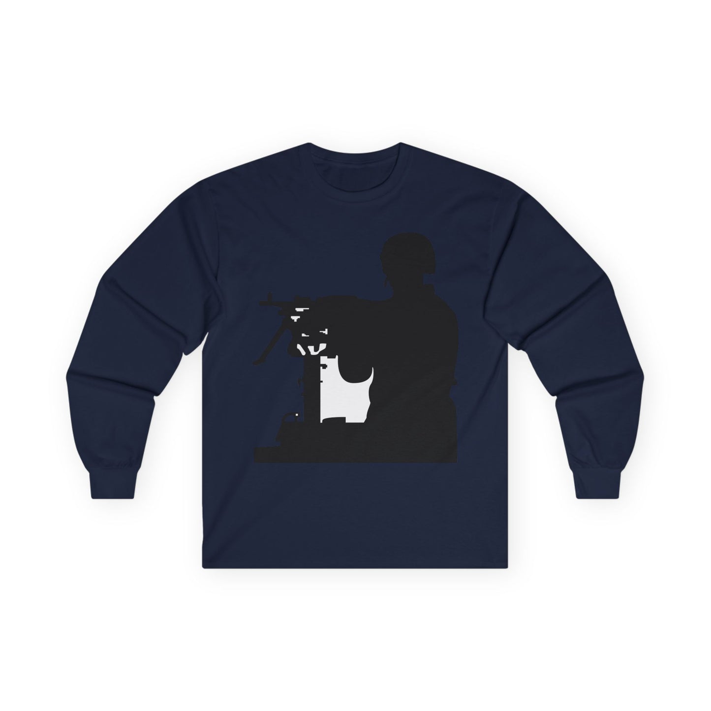Unisex Ultra Cotton Long Sleeve Tee -Army - Soldier - MG Vehicle Mounted - Silhouette X 300
