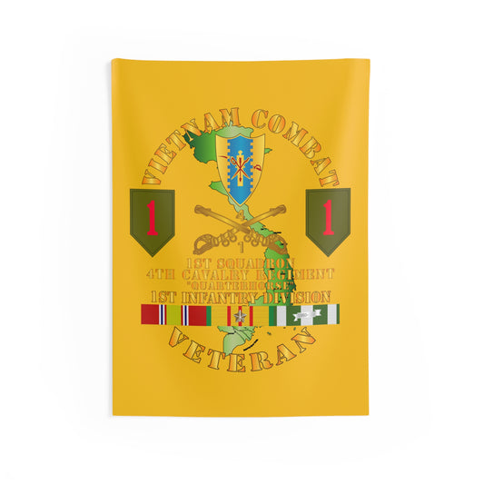 Indoor Wall Tapestry - Army - Vietnam Combat Infantry Vet - 1st Squadron 4th Cav - 1st Inf Div SSI