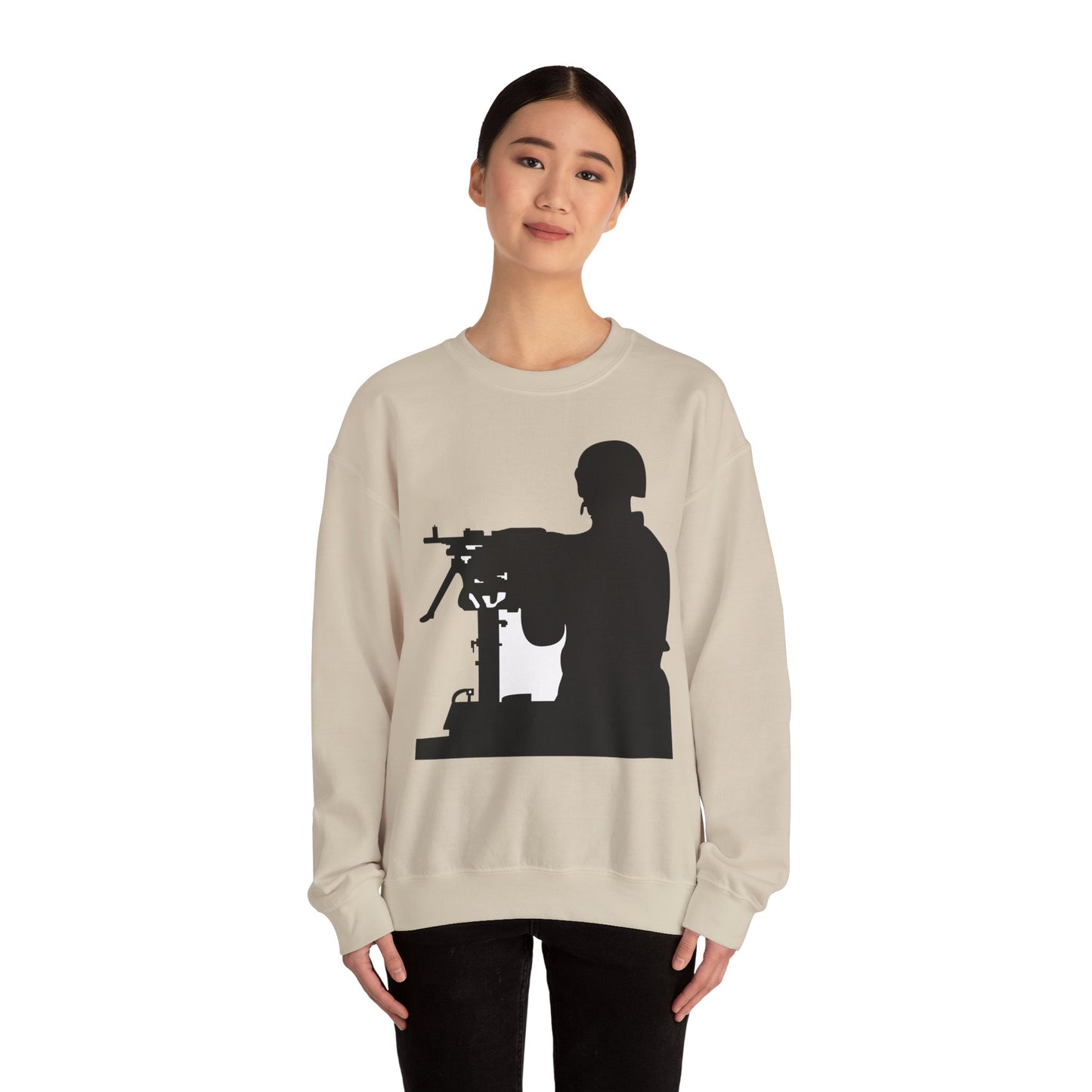 Crewneck Sweatshirt - Army - Soldier - MG Vehicle Mounted - Silhouette X 300