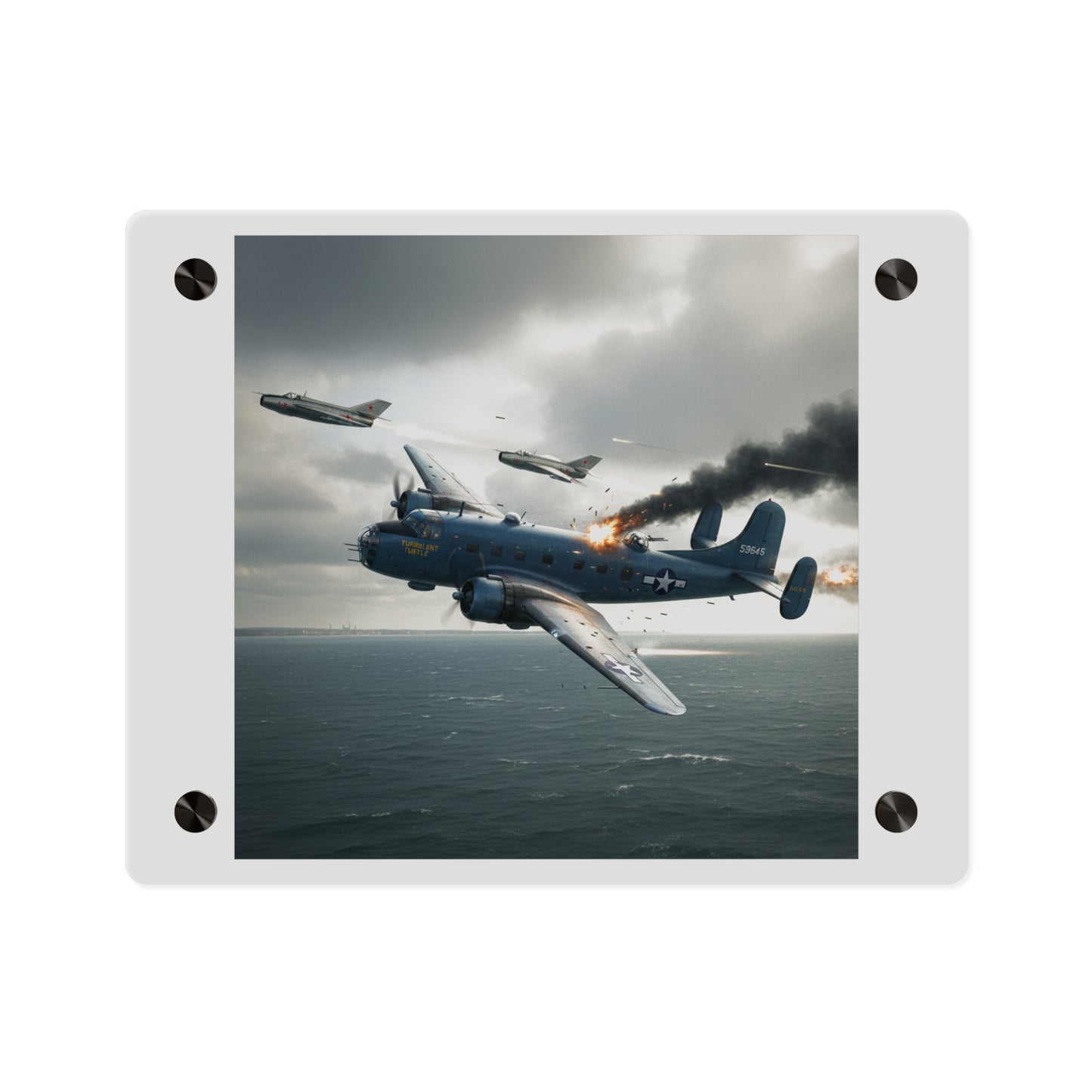Acrylic Wall Art Panel - April 8, 1950, Baltic Sea - Latvia Soviet fighters shot down a U.S. Navy PB4Y-2 - Liberator - Cold War