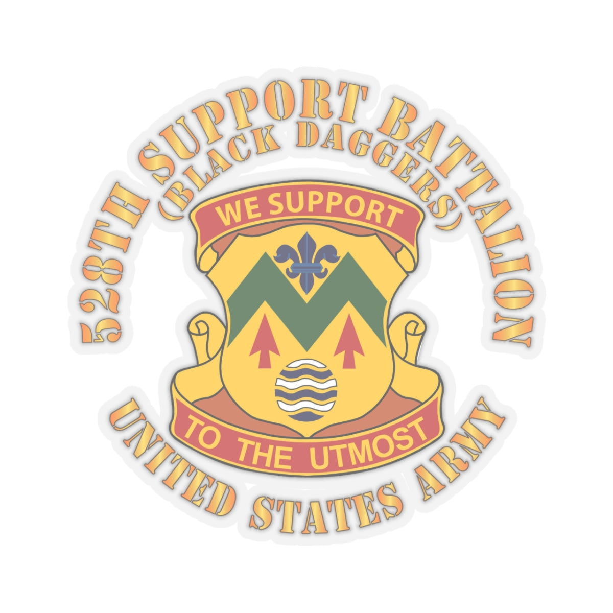 Kiss-Cut Stickers - 528th Support Battalion - DUI - Black Daggers X 300