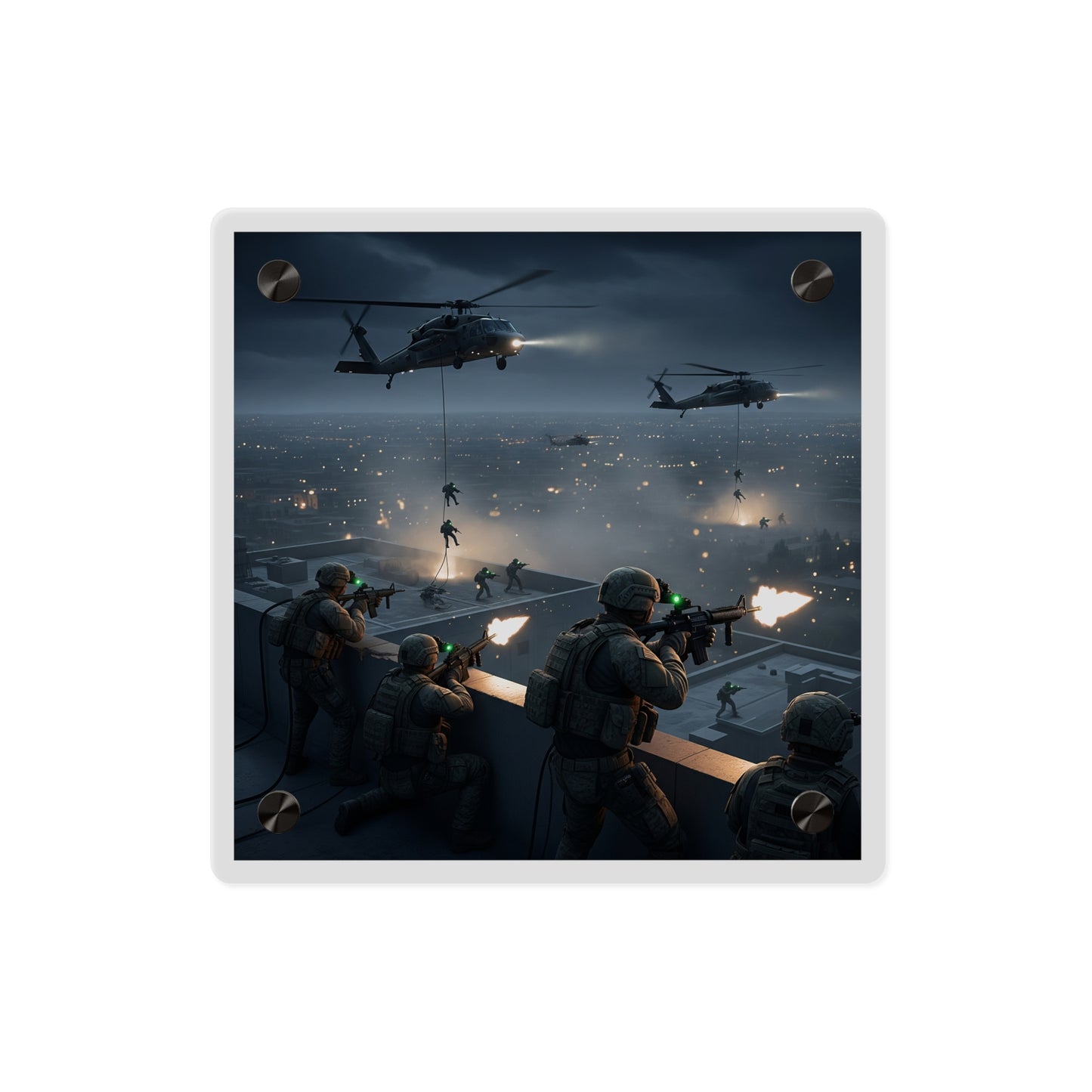 Acrylic Wall Art Panel - Night Air Assault by Army Rangers